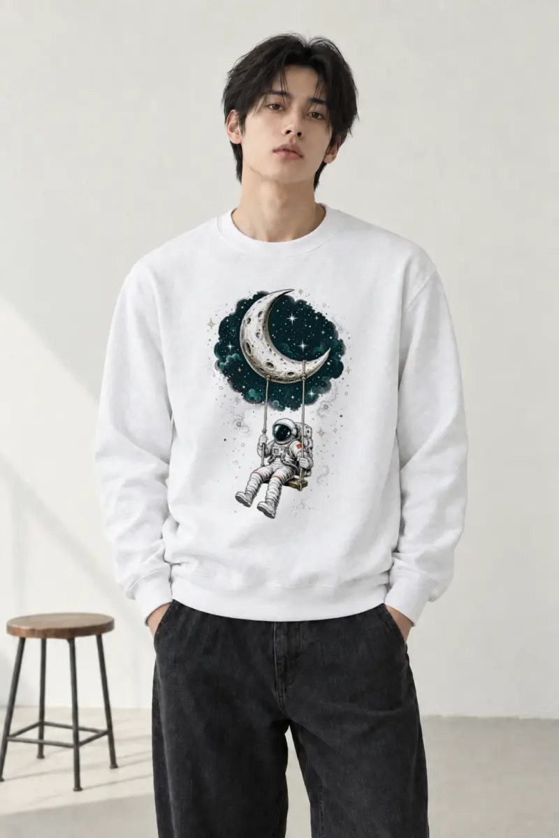 "Moon Swing Astronaut" Heavy Blend Unisex Crewneck Sweatshirt