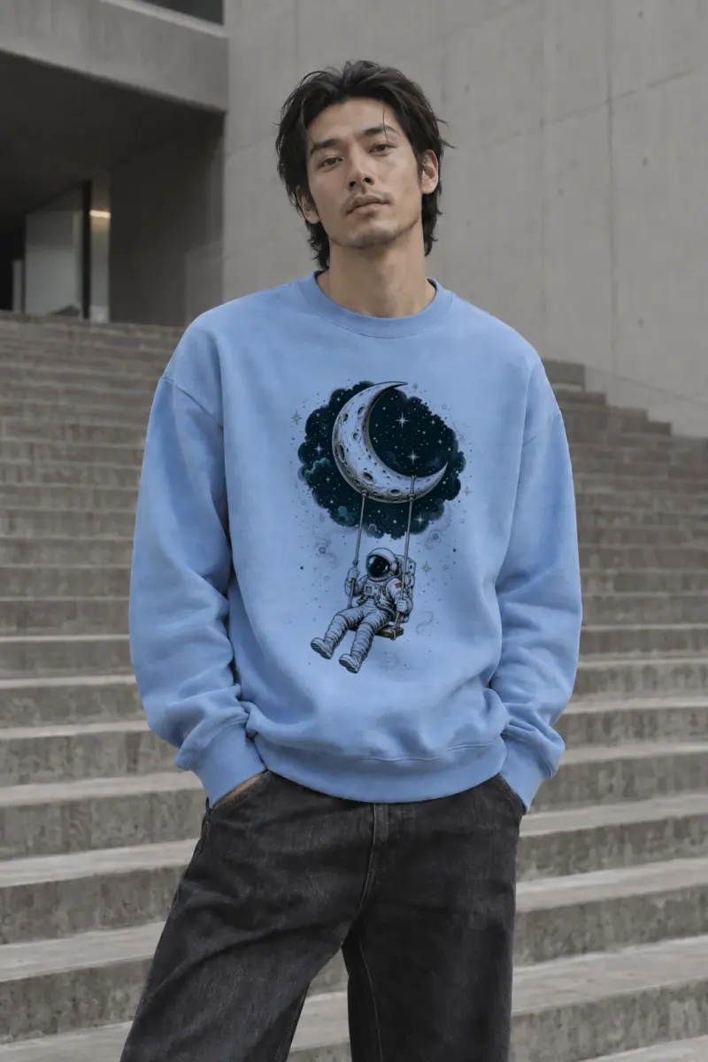 “Moon Swing Astronaut” Heavy Blend Unisex Crewneck Sweatshirt | Gildan 18000