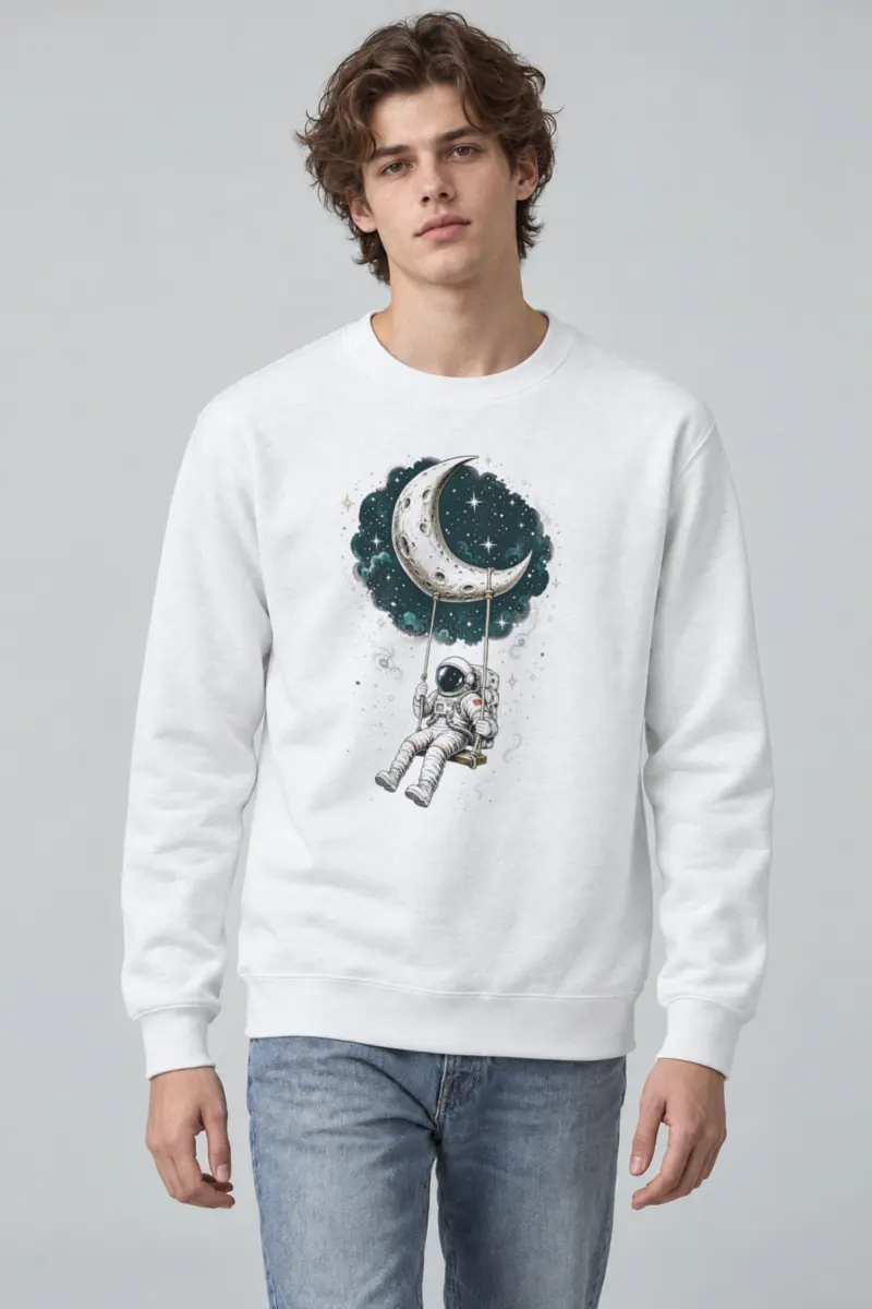 "Moon Swing Astronaut" Heavy Blend Unisex Crewneck Sweatshirt