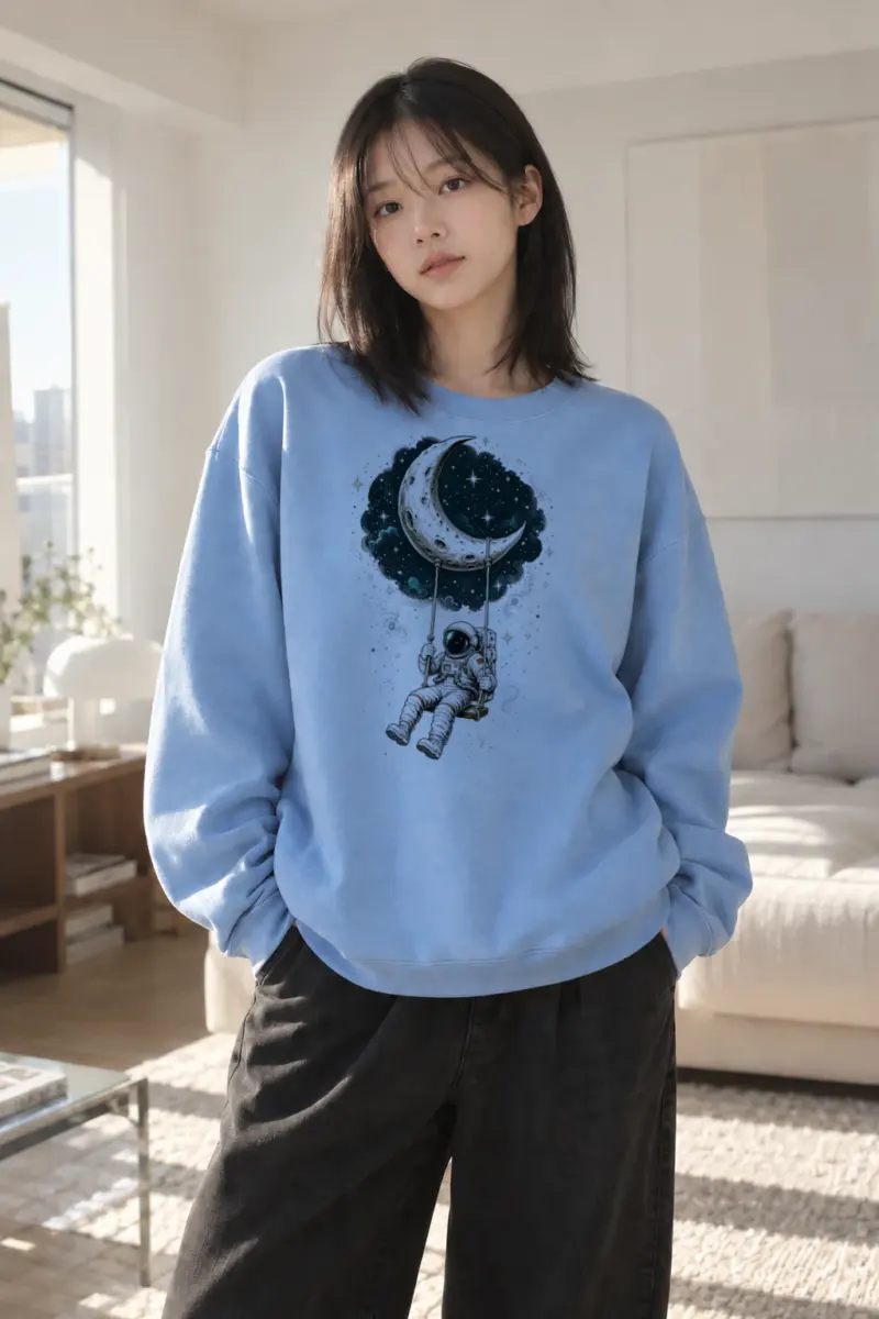 "Moon Swing Astronaut" Heavy Blend Unisex Crewneck Sweatshirt | Gildan 18000