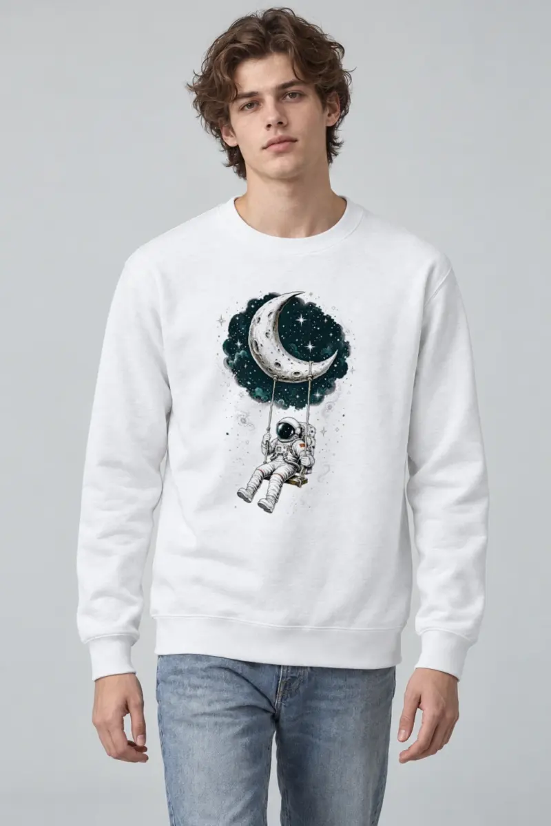 "Moon Swing Astronaut" Heavy Blend Unisex Crewneck Sweatshirt