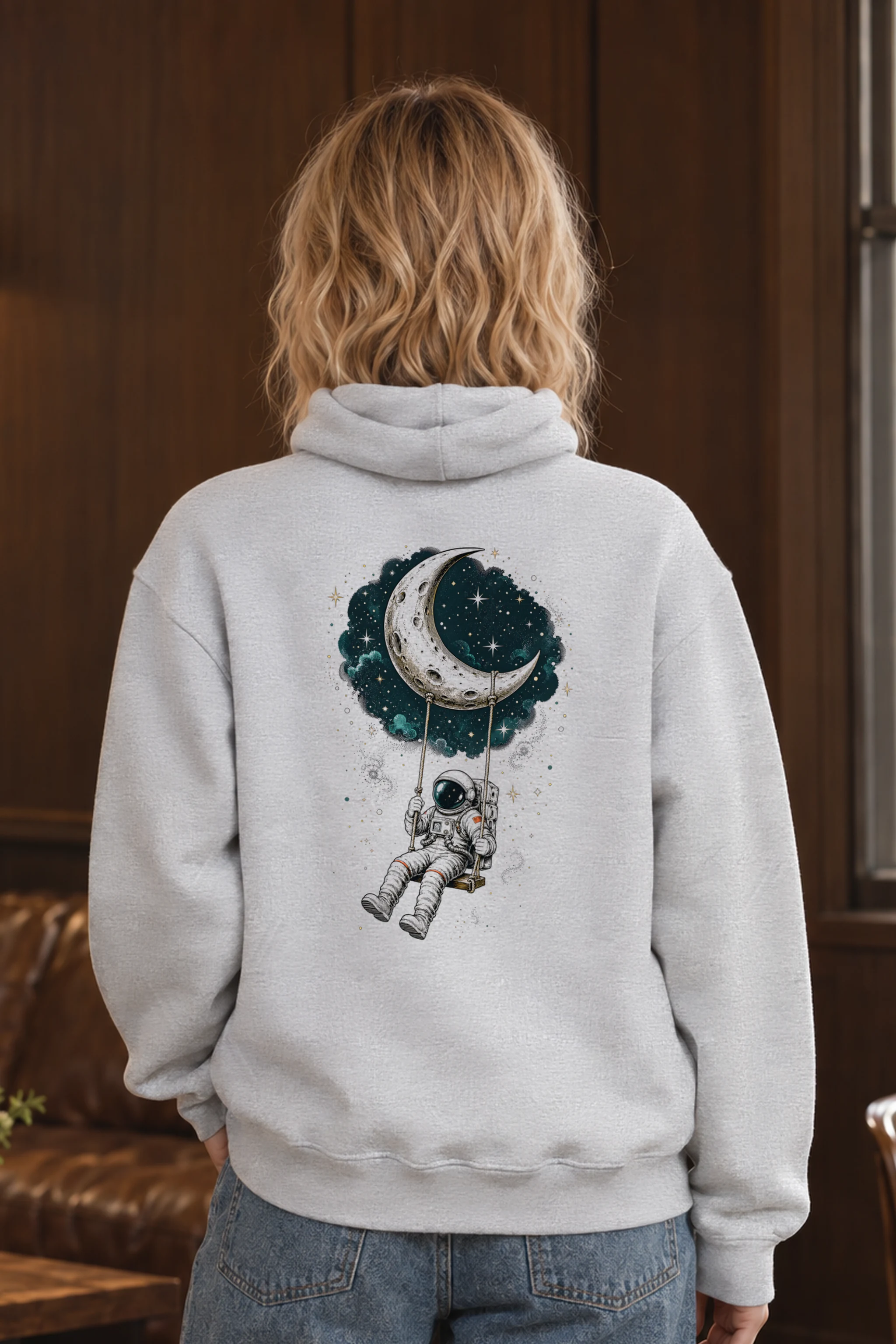 "Moon Swing Astronaut" 1 Pullover Hoodie