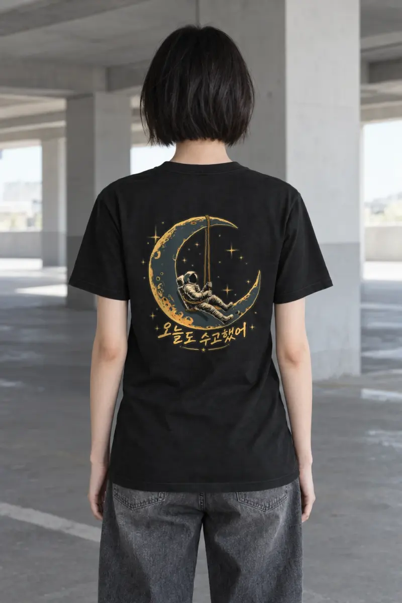 "Moon Swing Astronaut" Heavyweight Unisex Crewneck T-shirt