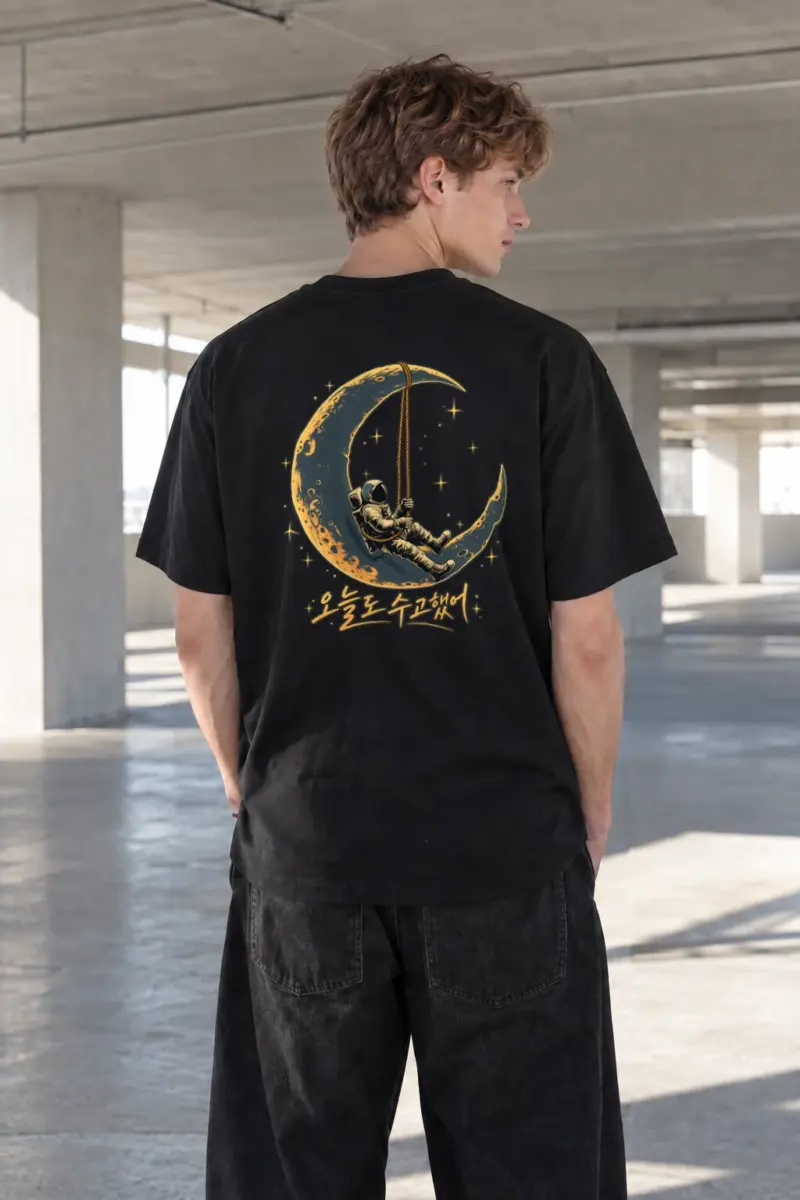 "Moon Swing Astronaut" Heavyweight Unisex Crewneck T-shirt | Gildan 5000