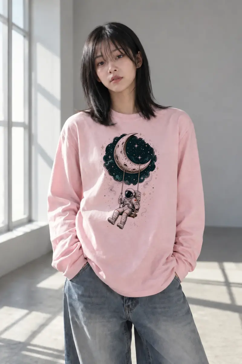 “Moon Swing Astronaut” Unisex Longsleeve T-shirt | Gildan 2400