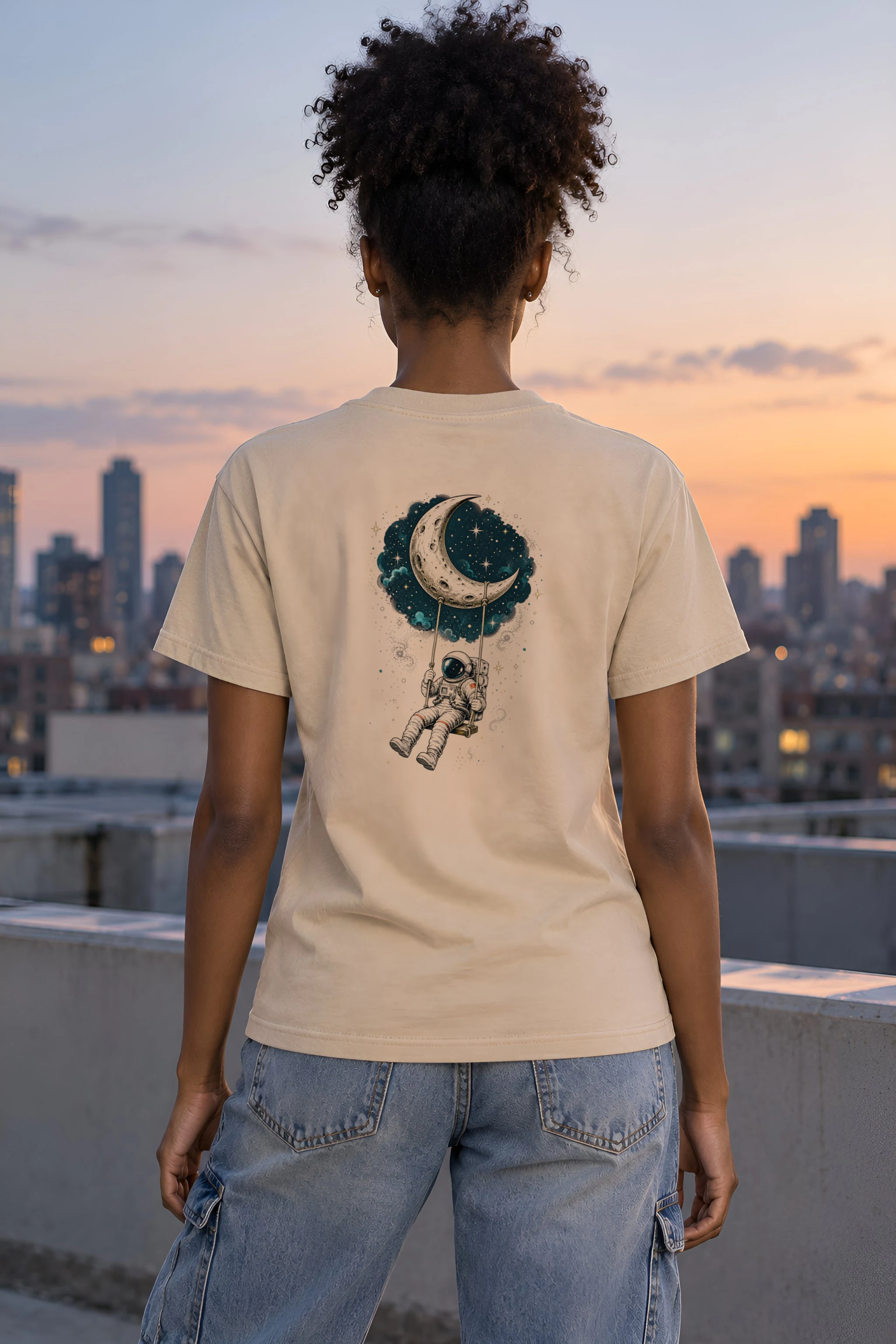 "Moon Swing" Heavyweight Unisex Crewneck T-shirt