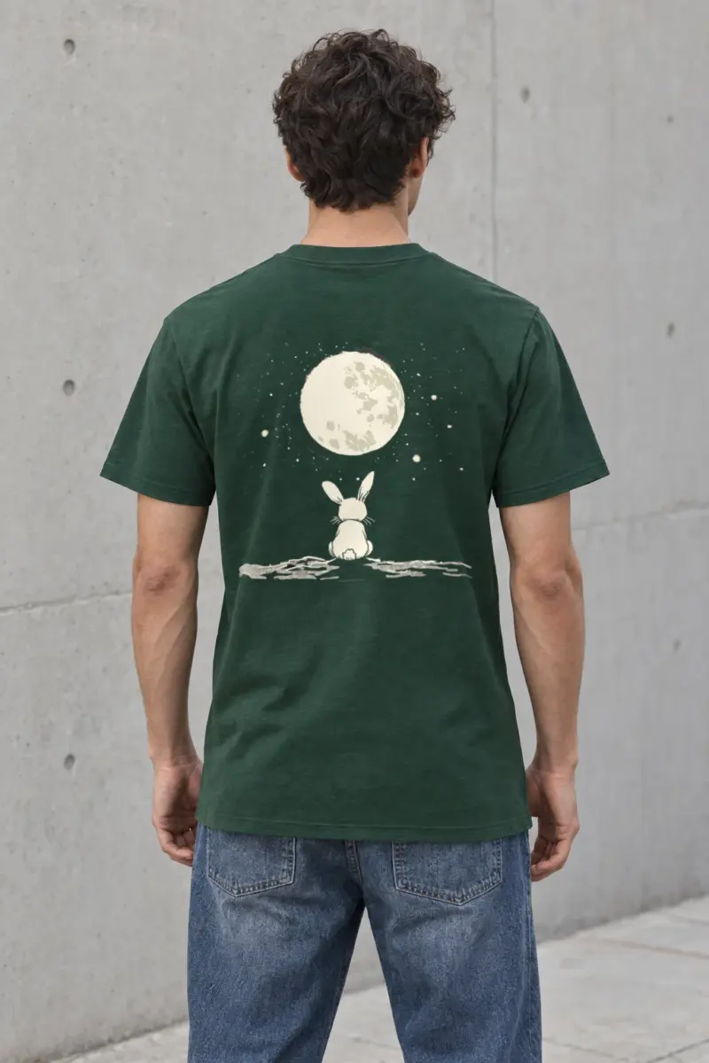 "Moonlit Bunny" Heavyweight Unisex Crewneck T-shirt | Gildan 5000