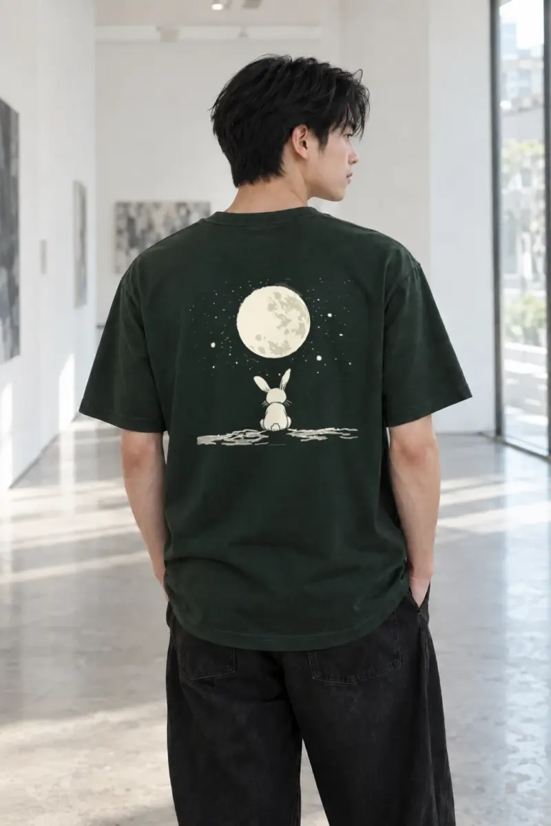 “Moonlit Bunny” Heavyweight Unisex Crewneck T-shirt | Gildan 5000