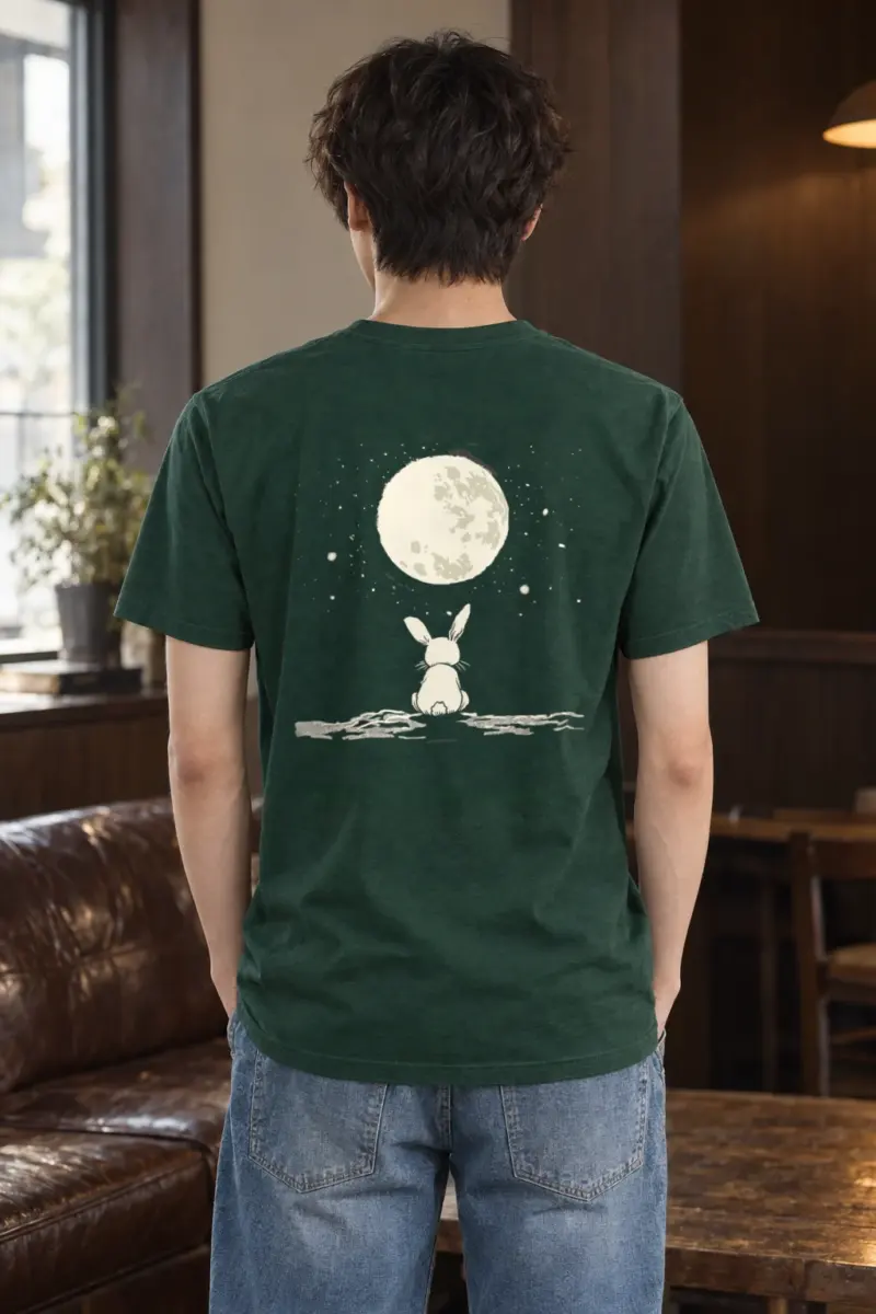 "Moonlit Bunny" Heavyweight Unisex Crewneck T-shirt | Gildan 5000