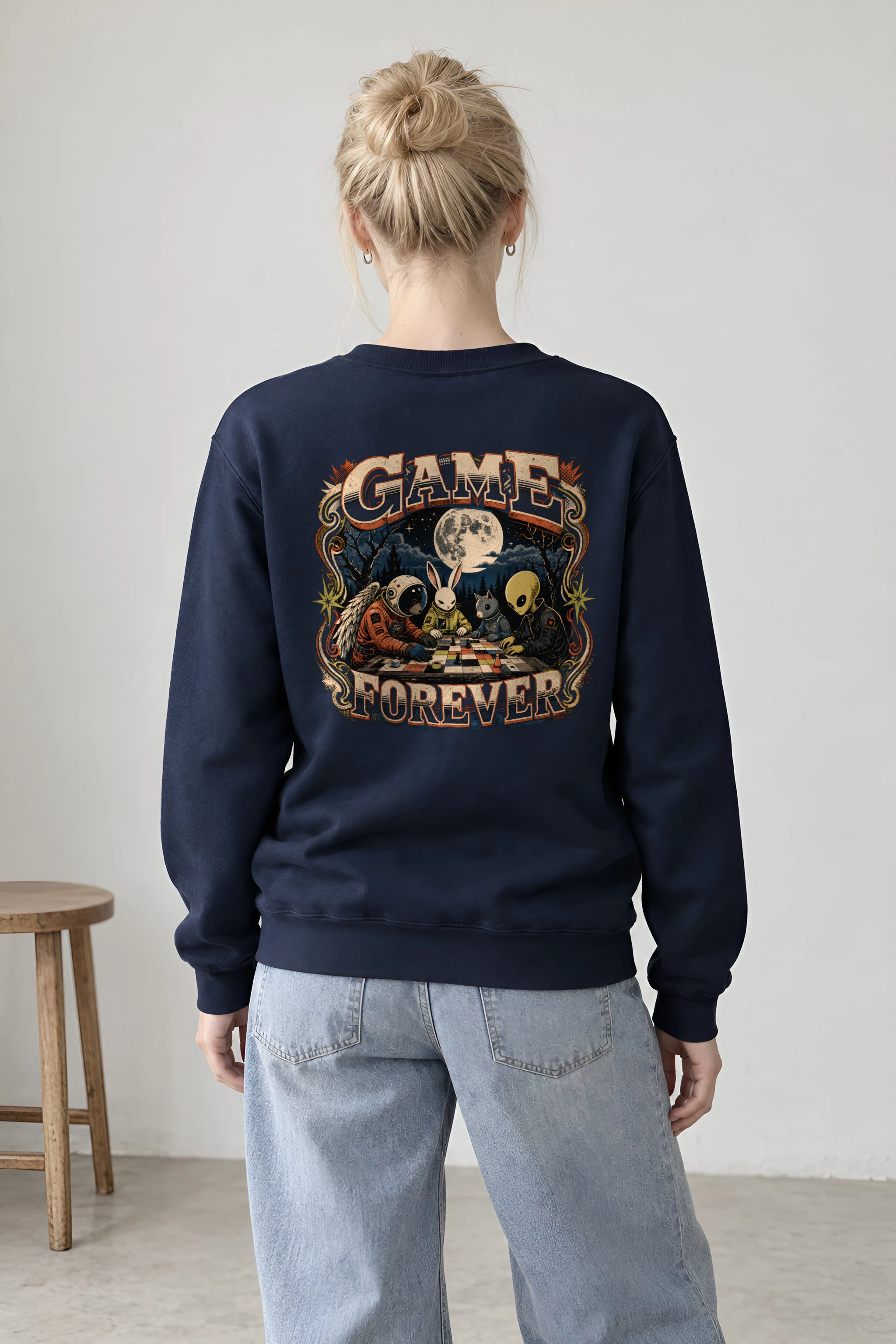 "Moonlit Chess Club" 1 Crewneck Sweatshirt