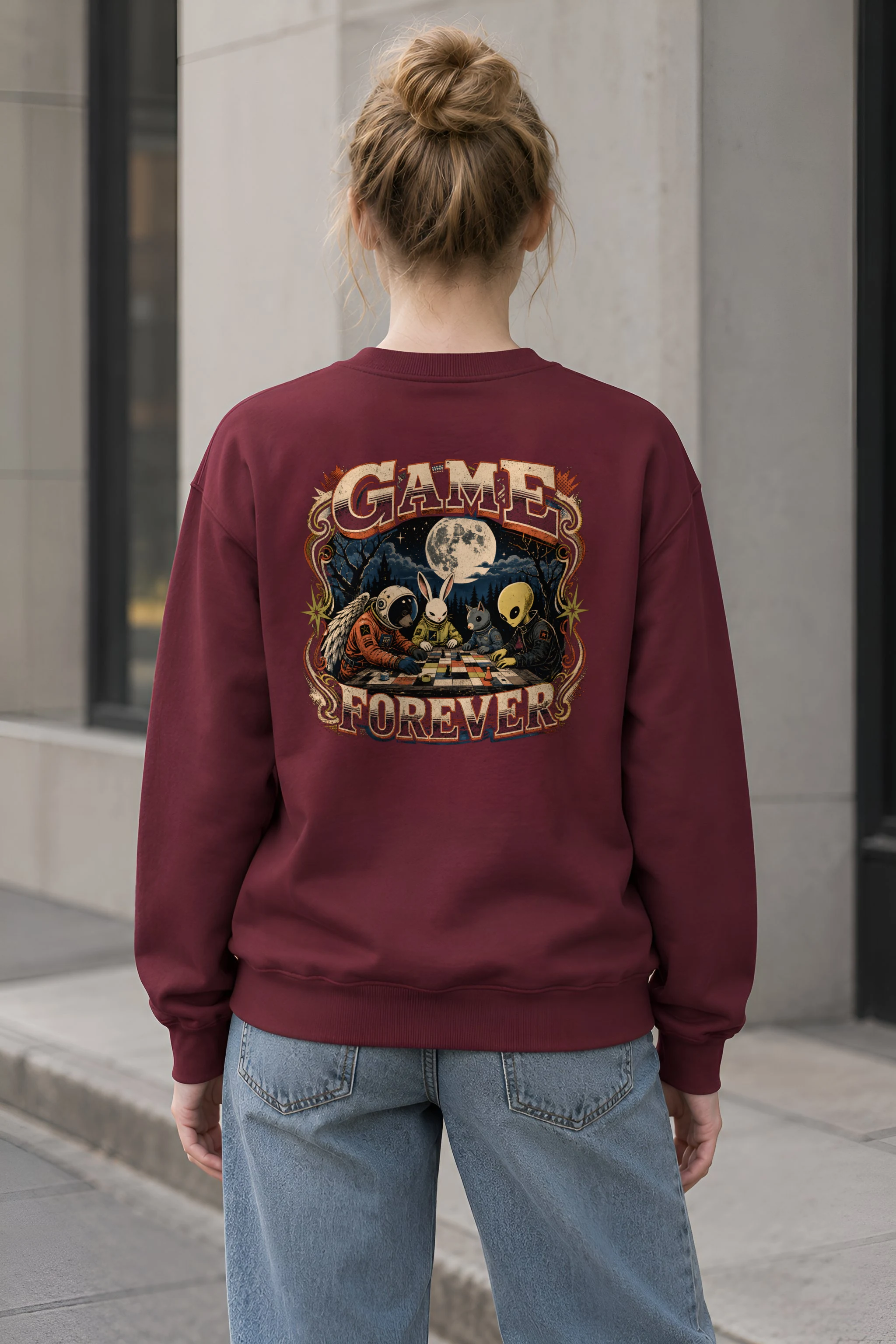 "Moonlit Chess Club" 1 Crewneck Sweatshirt