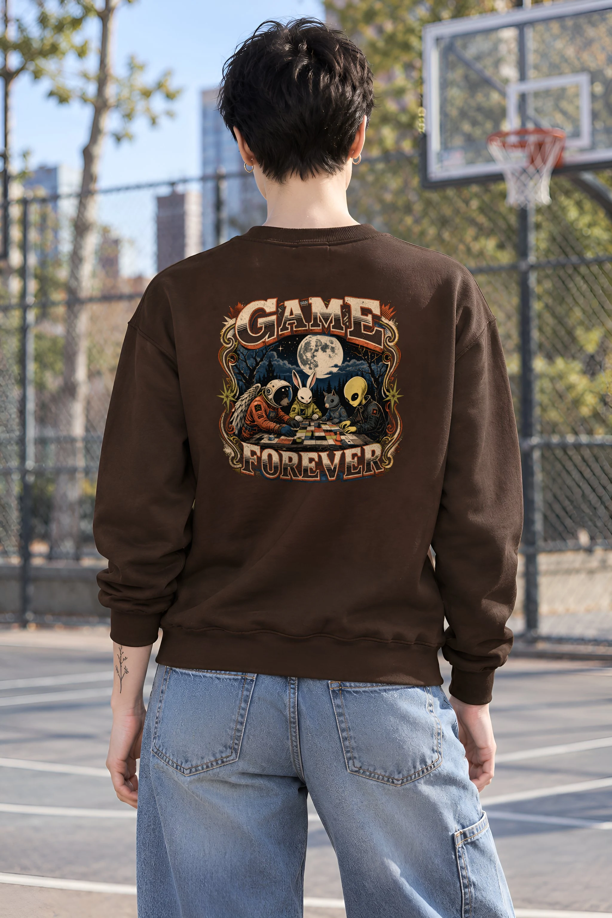 "Moonlit Chess Club" 1 Crewneck Sweatshirt