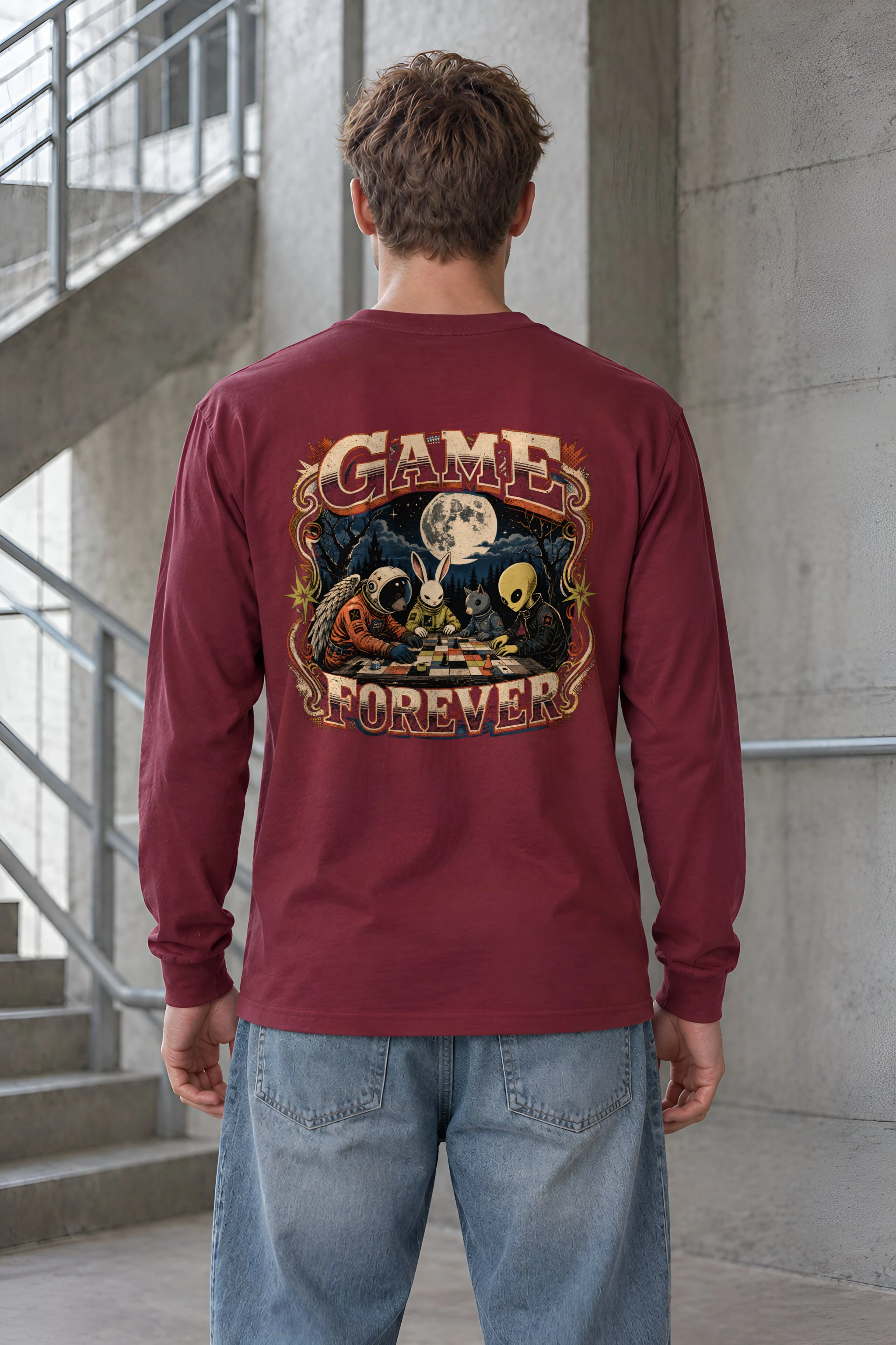 "Moonlit Chess Club" Unisex Longsleeve T-shirt