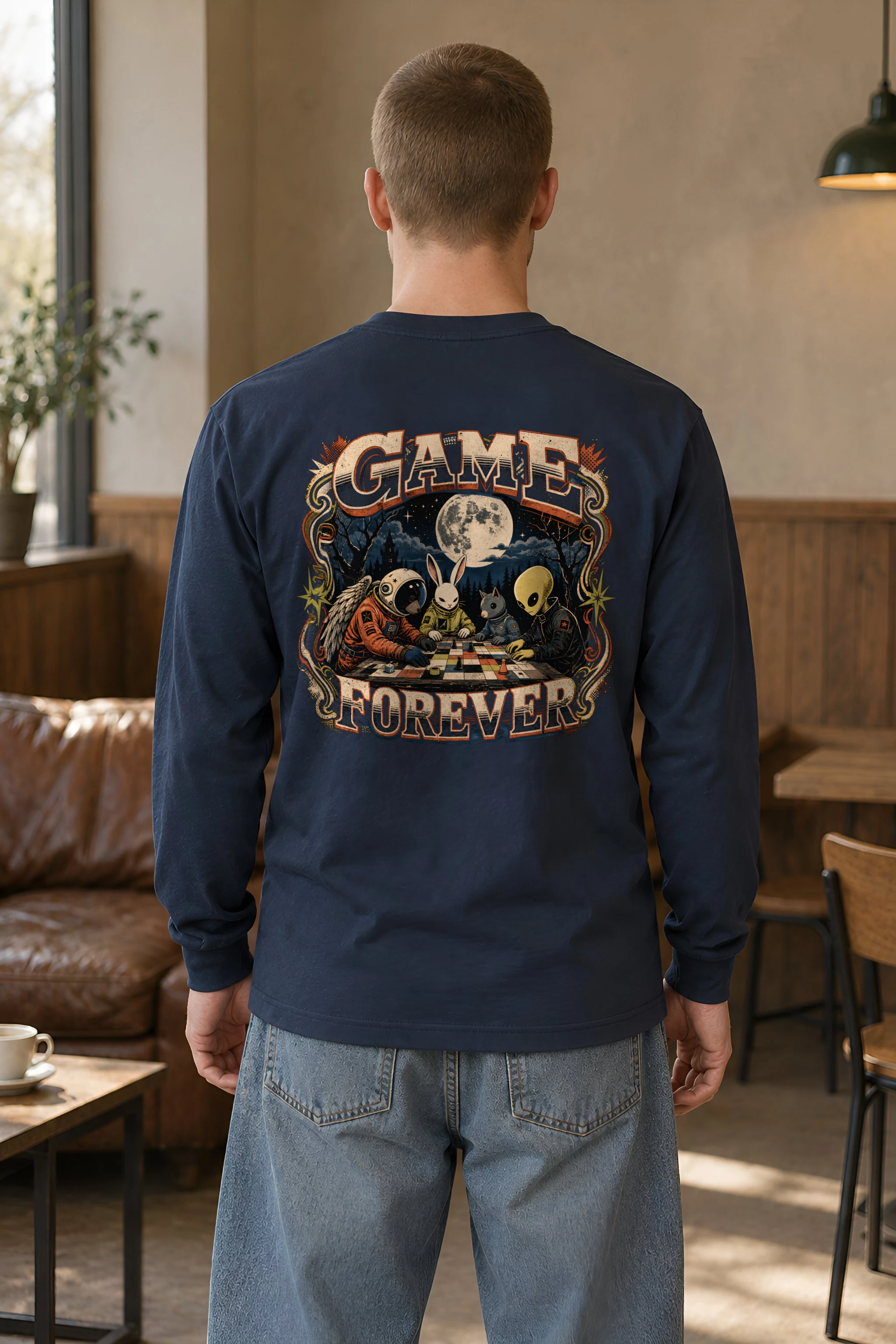 "Moonlit Chess Club" Unisex Longsleeve T-shirt