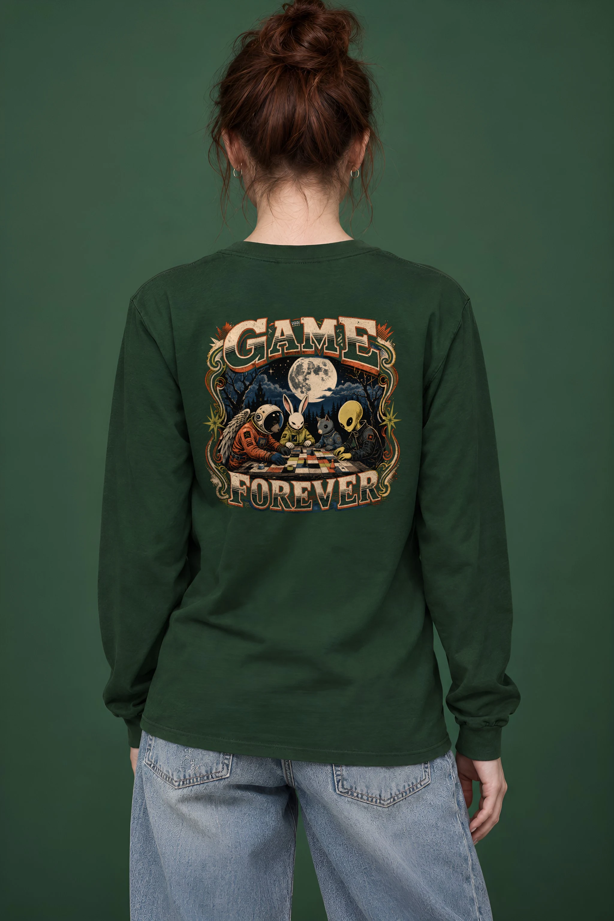 "Moonlit Chess Club" Unisex Longsleeve T-shirt