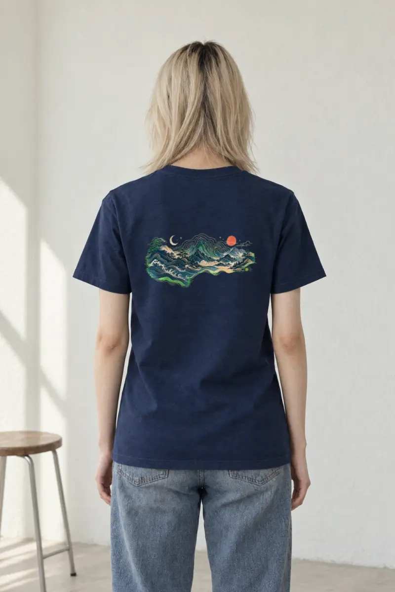 "Moonlit Coastal Peaks" Heavyweight Unisex Crewneck T-shirt