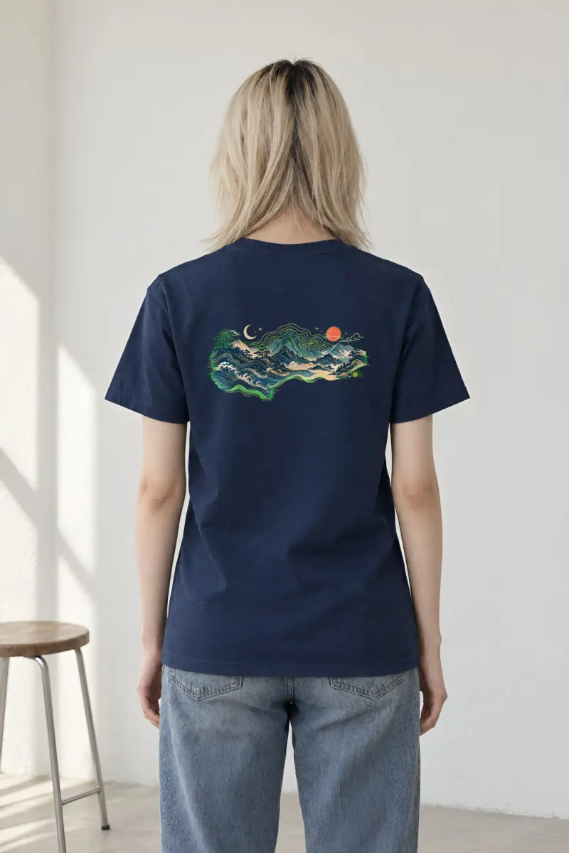 "Moonlit Coastal Peaks" Heavyweight Unisex Crewneck T-shirt