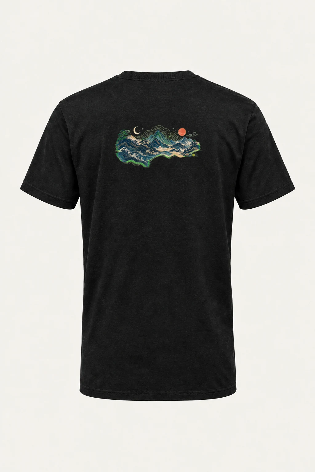 "Moonlit Coastal Peaks" Heavyweight Unisex Crewneck T-shirt | Gildan 5000