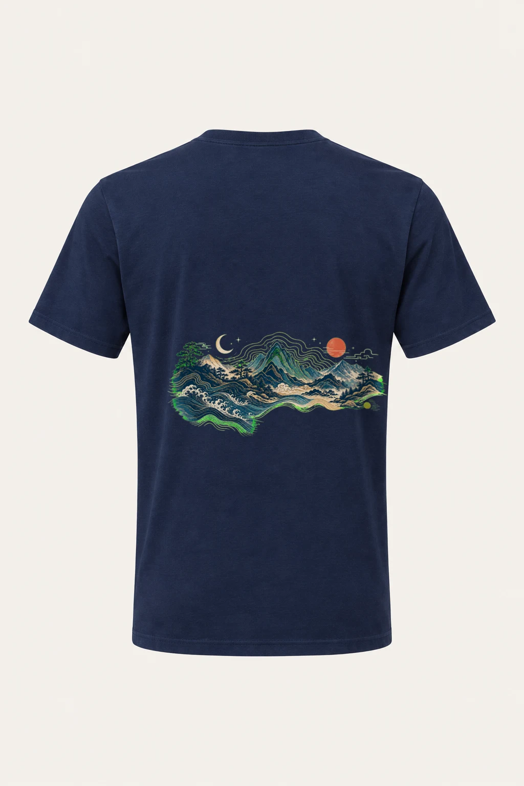 "Moonlit Coastal Peaks" Heavyweight Unisex Crewneck T-shirt | Gildan 5000
