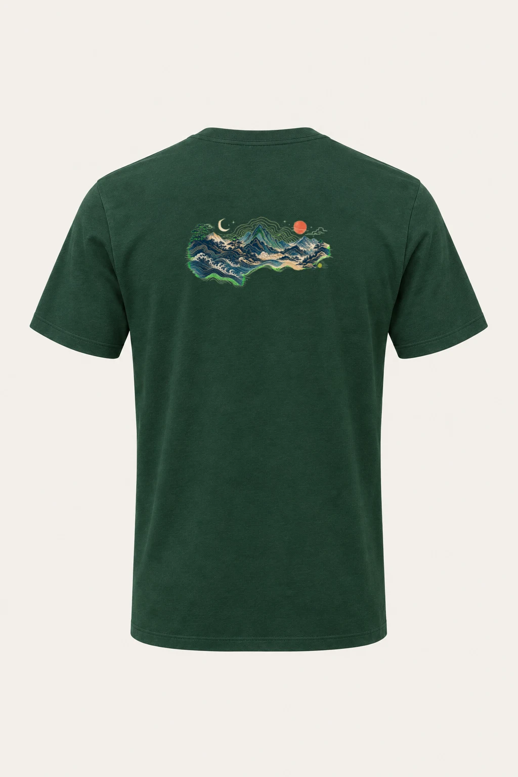 "Moonlit Coastal Peaks" Heavyweight Unisex Crewneck T-shirt | Gildan 5000