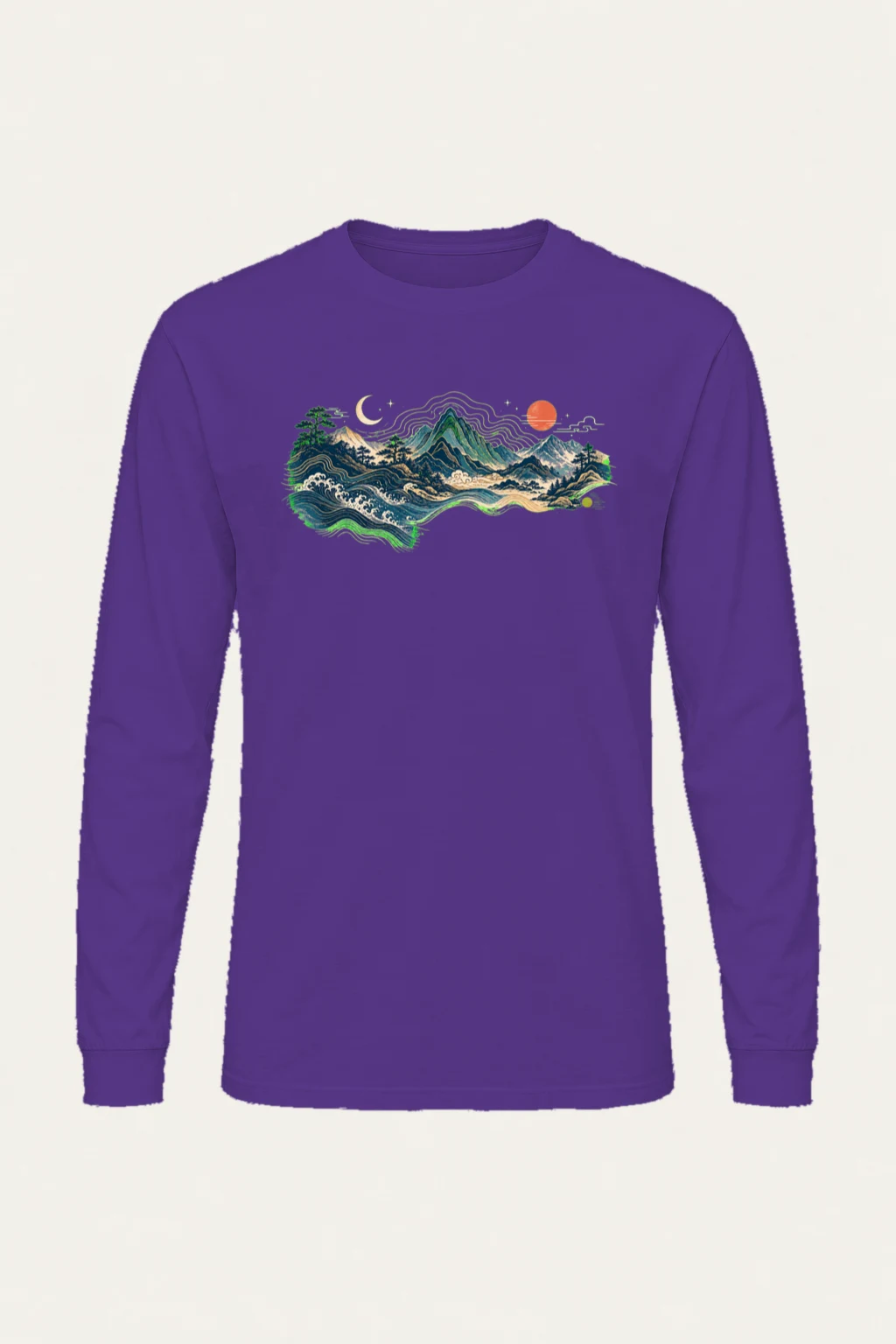 "Moonlit Coastal Pines" Unisex Longsleeve T-shirt | Gildan 2400