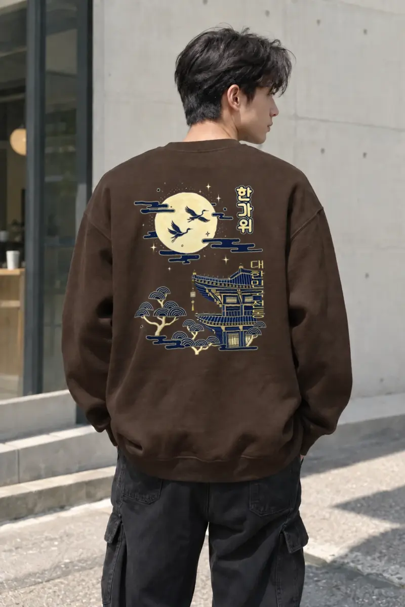 "Moonlit Crane Flight" Heavy Blend Unisex Crewneck Sweatshirt | Gildan 18000