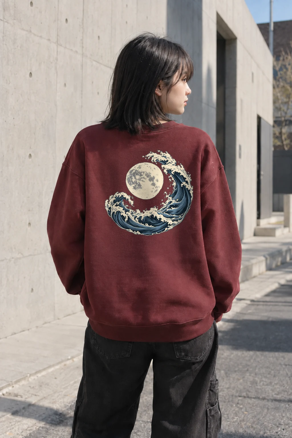 "Moonlit Crescent Wave" Heavy Blend Unisex Crewneck Sweatshirt | Gildan 18000