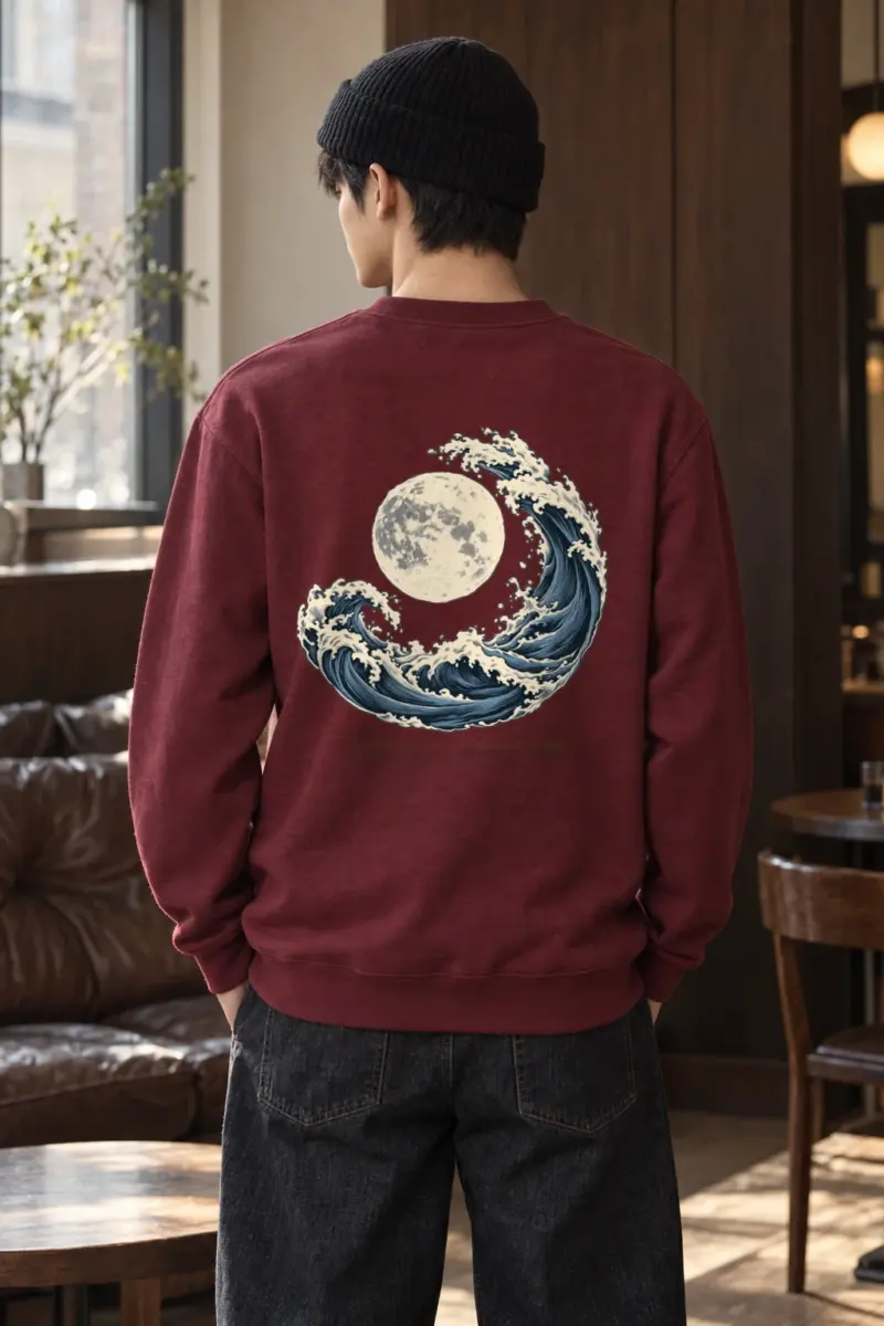 "Moonlit Crescent Wave" Heavy Blend Unisex Crewneck Sweatshirt | Gildan 18000