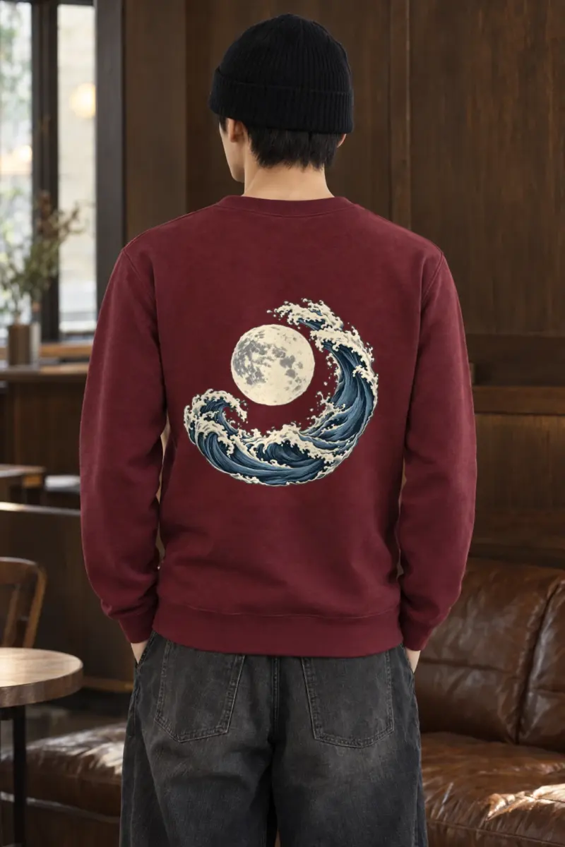 "Moonlit Crescent Wave" Heavy Blend Unisex Crewneck Sweatshirt