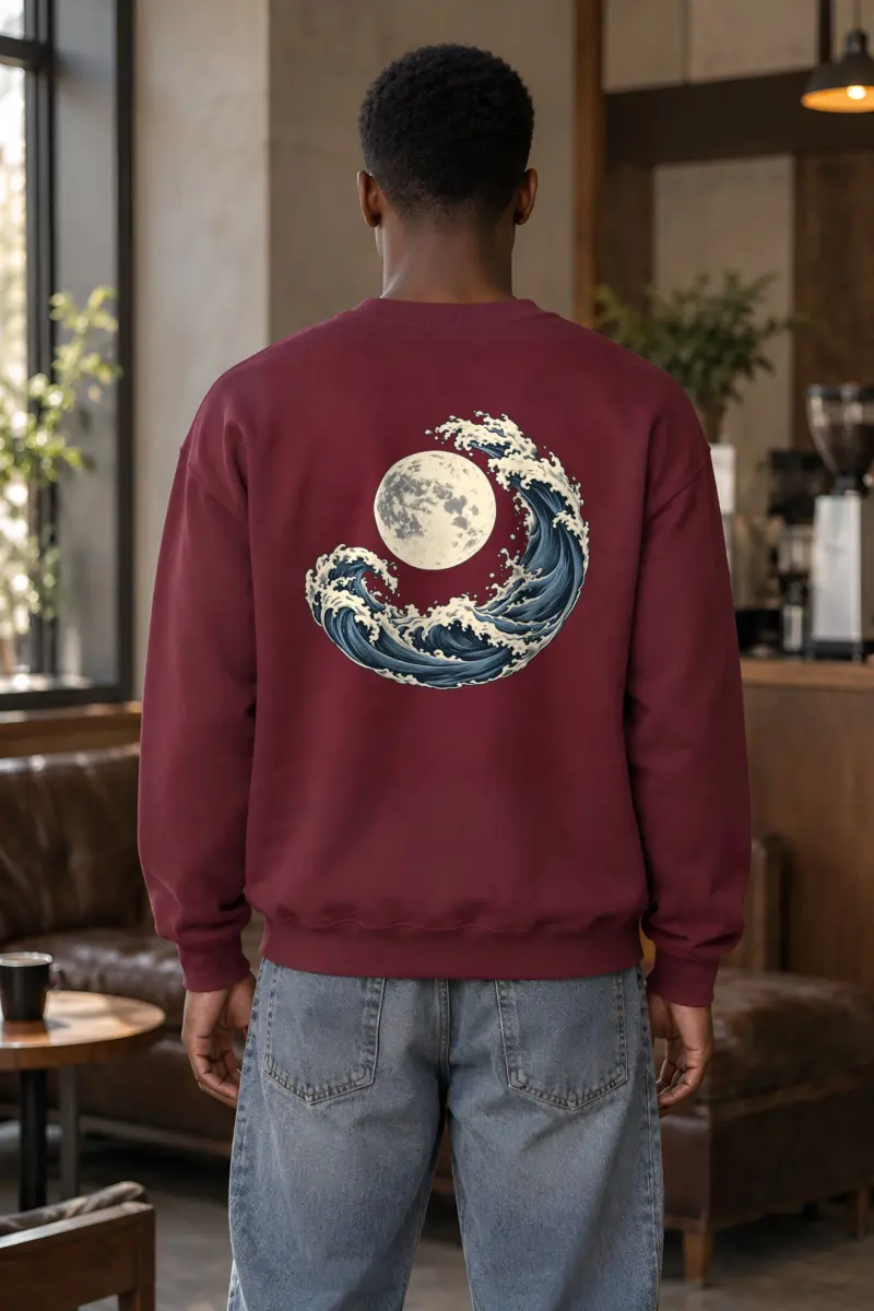 "Moonlit Crescent Wave" Heavy Blend Unisex Crewneck Sweatshirt