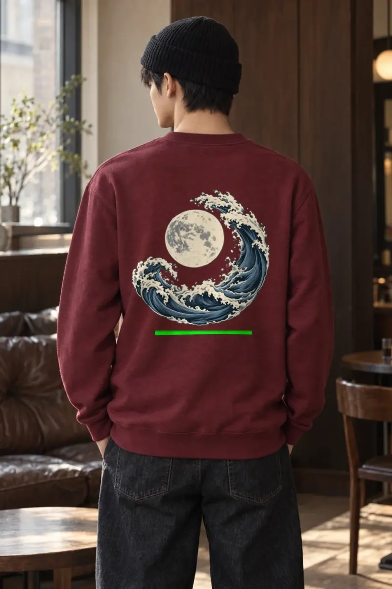 "Moonlit Crescent Wave" Heavy Blend Unisex Crewneck Sweatshirt | Gildan 18000