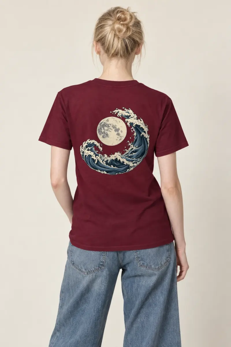 "Moonlit Crescent Wave" Heavyweight Unisex Crewneck T-shirt
