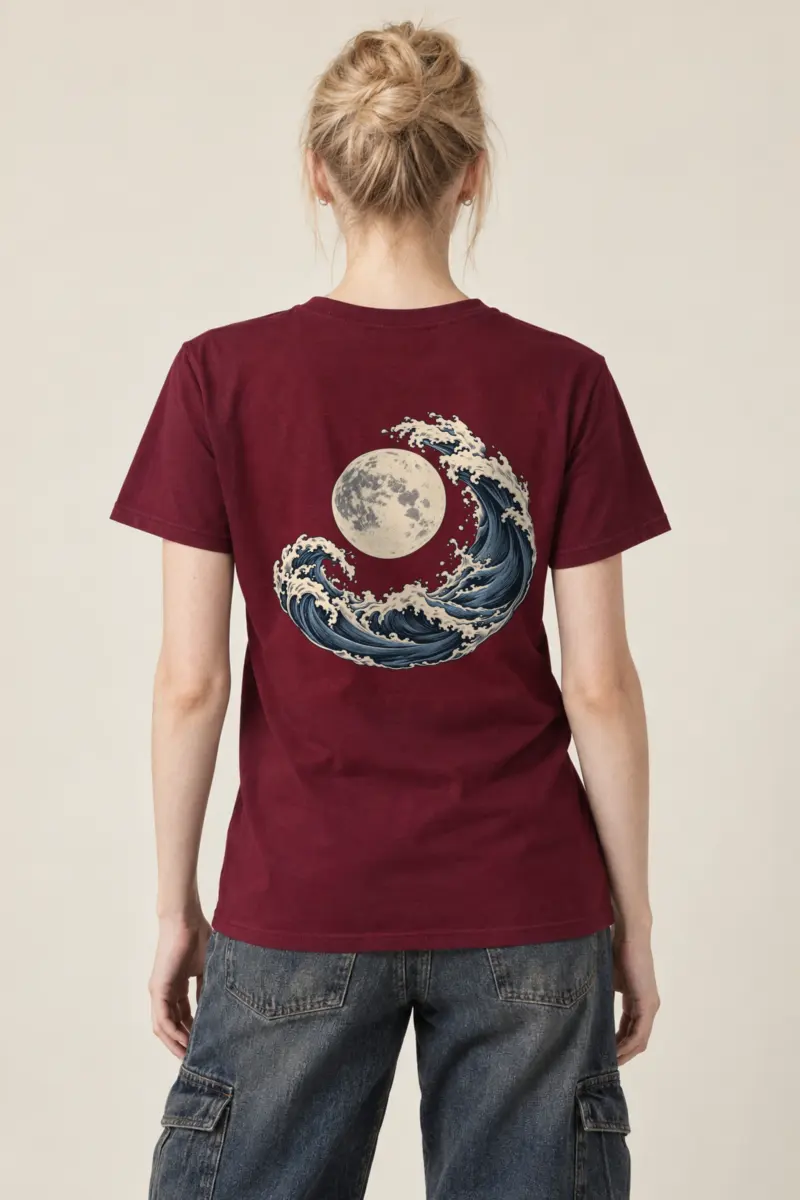 "Moonlit Crescent Wave" Heavyweight Unisex Crewneck T-shirt