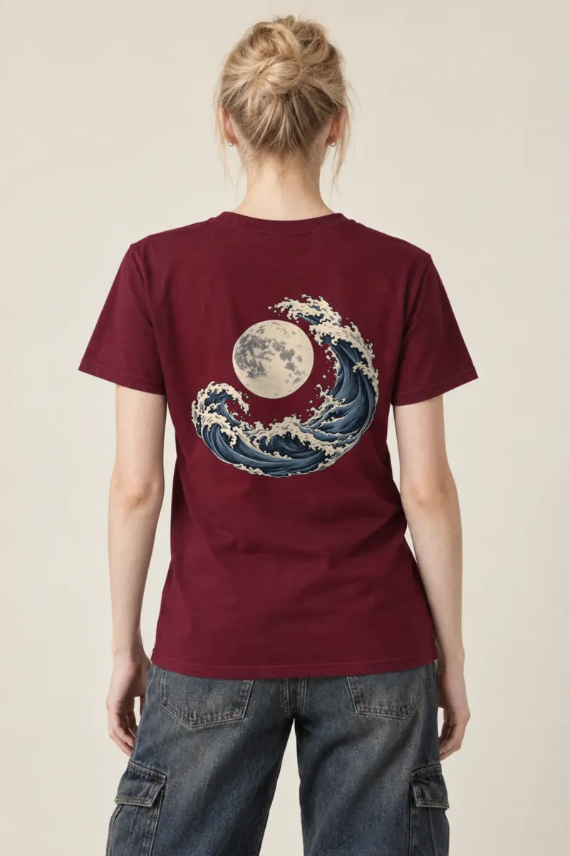 "Moonlit Crescent Wave" Heavyweight Unisex Crewneck T-shirt