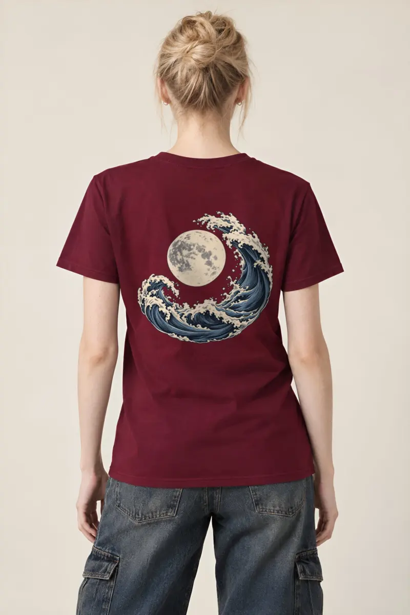 "Moonlit Crescent Wave" Heavyweight Unisex Crewneck T-shirt