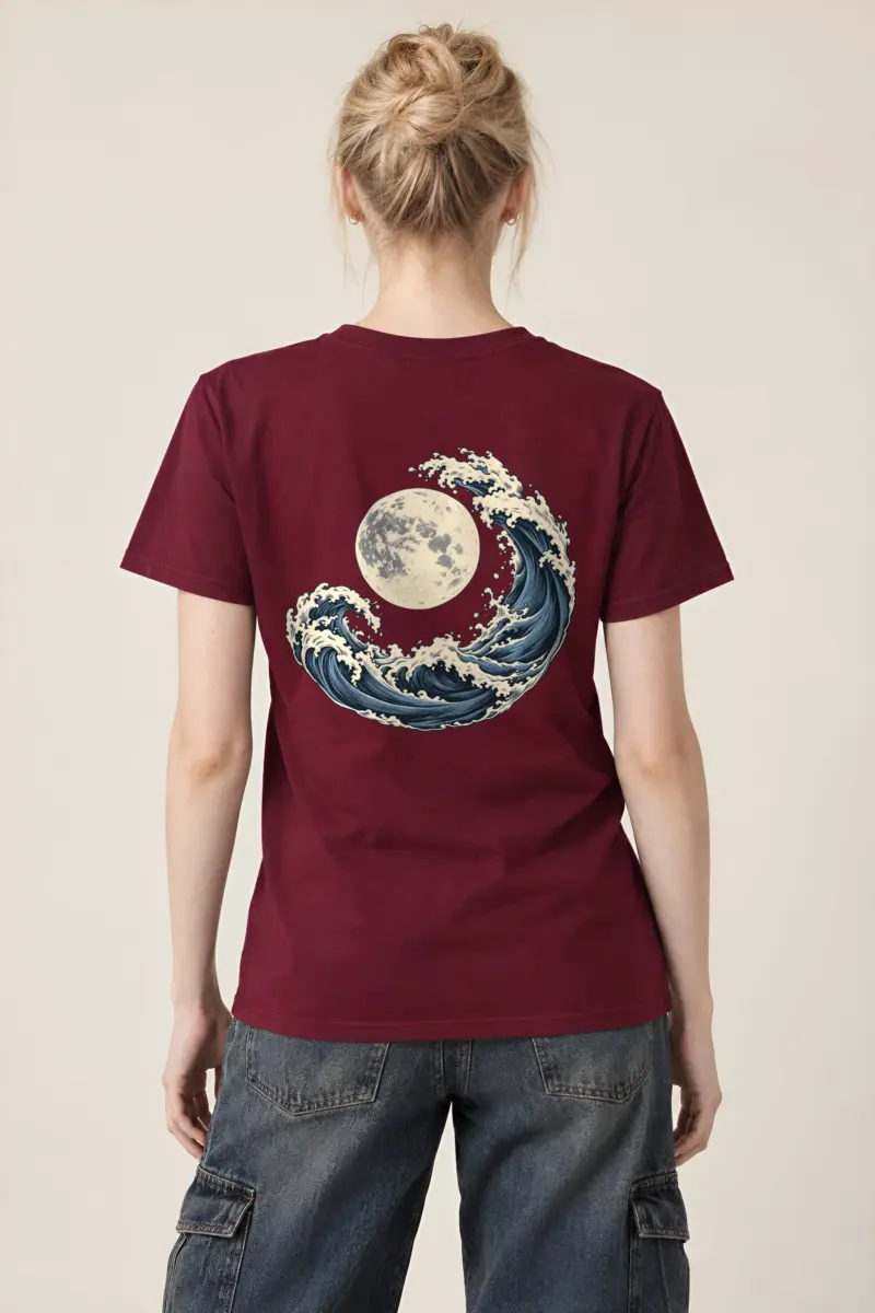 "Moonlit Crescent Wave" Heavyweight Unisex Crewneck T-shirt