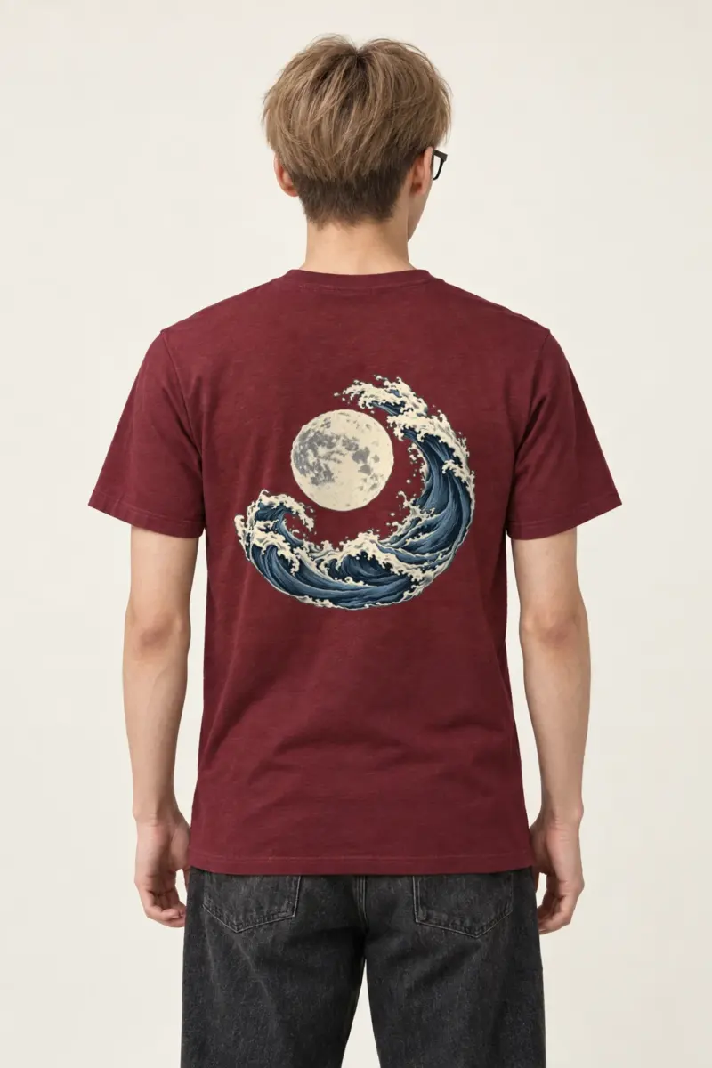 "Moonlit Crescent Wave" Heavyweight Unisex Crewneck T-shirt | Gildan 5000