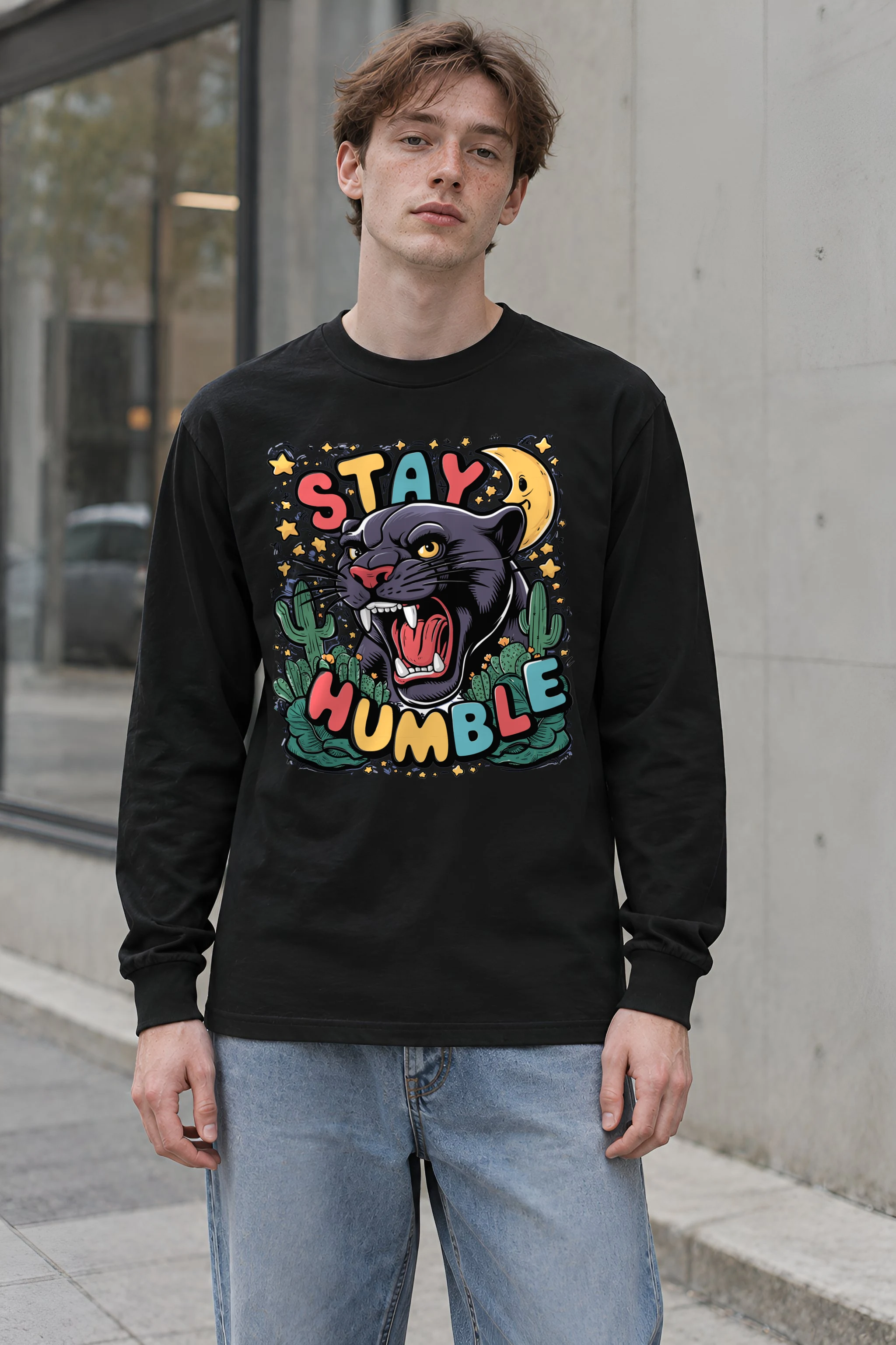 "Moonlit Desert Roar" Unisex Longsleeve T-shirt