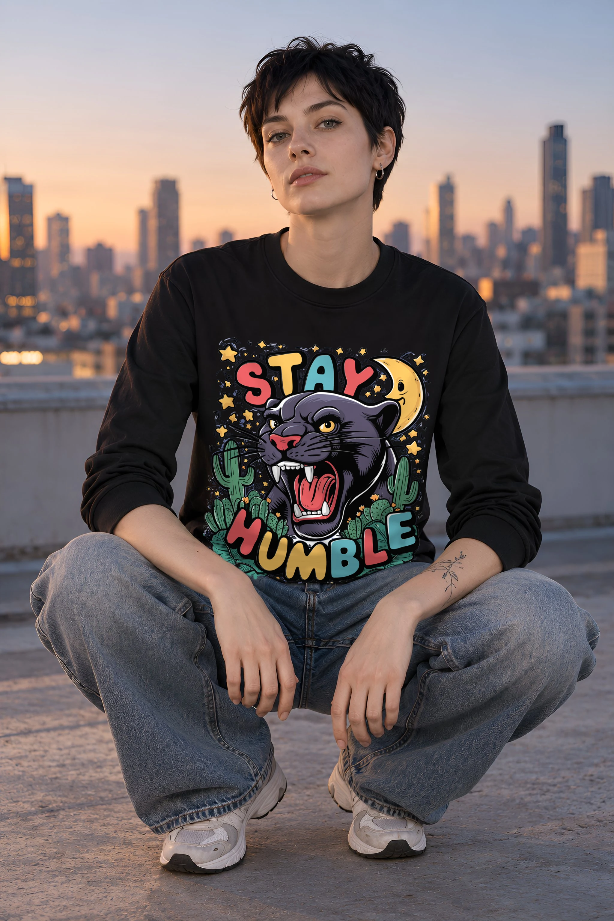 "Moonlit Desert Roar" Unisex Longsleeve T-shirt