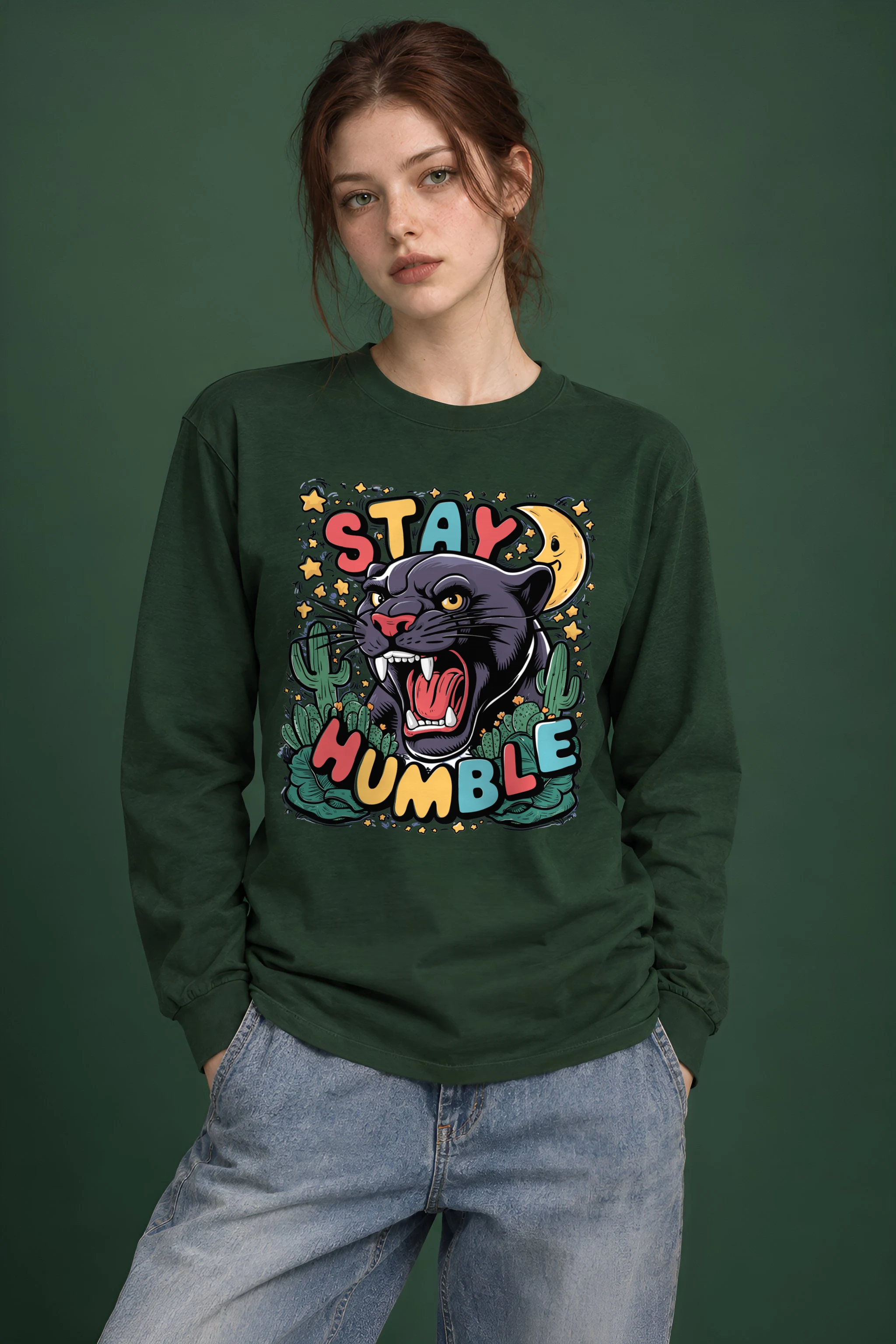 "Moonlit Desert Roar" Unisex Longsleeve T-shirt