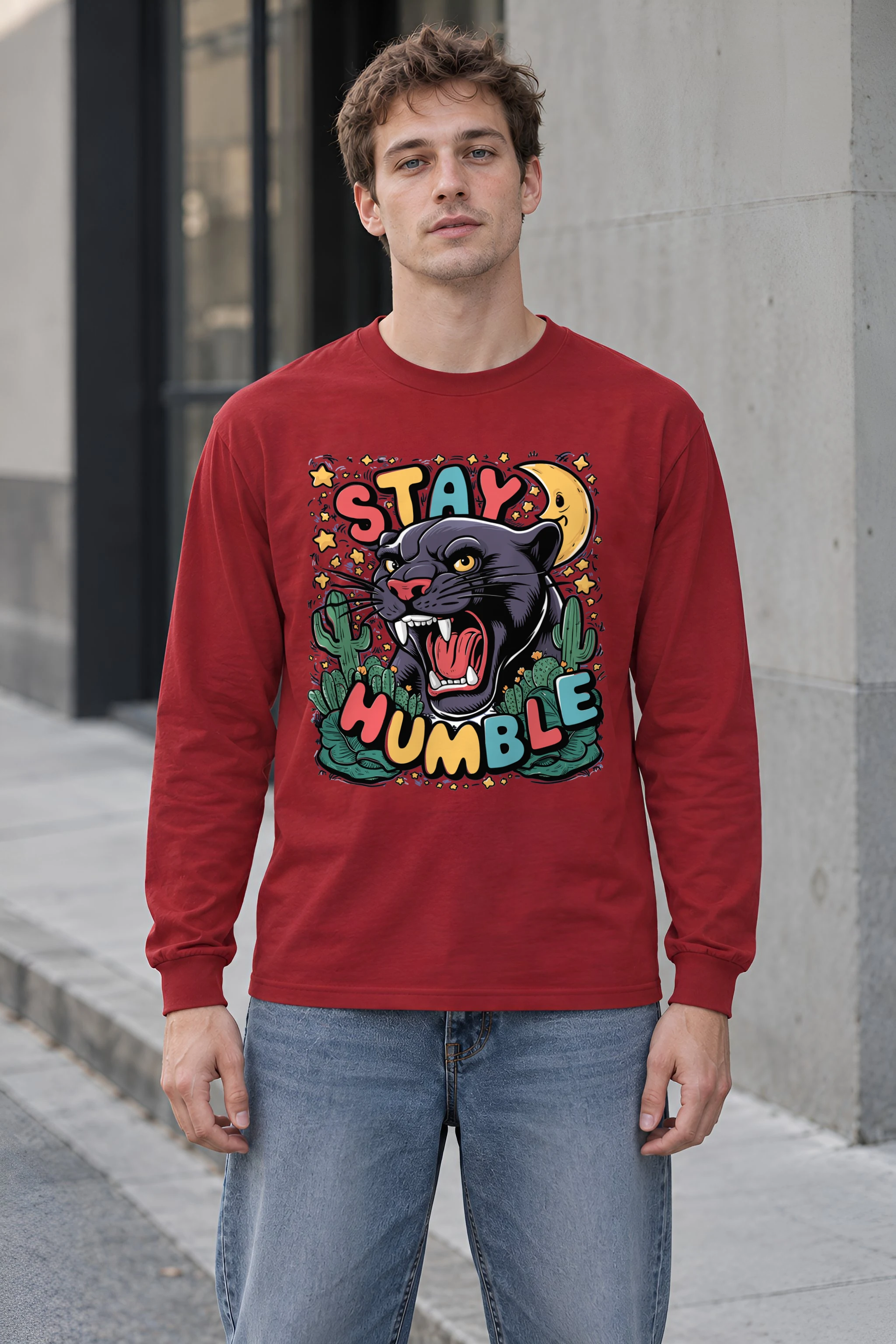 "Moonlit Desert Roar" Unisex Longsleeve T-shirt