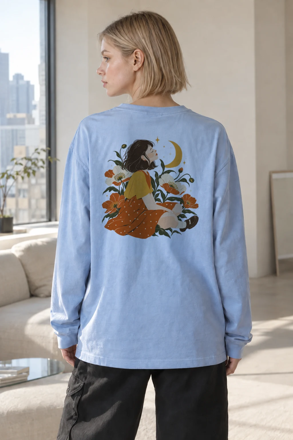 "Moonlit Flower Garden" Unisex Longsleeve T-shirt | Gildan 2400