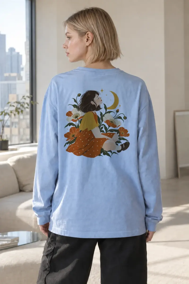 "Moonlit Flower Garden" Unisex Longsleeve T-shirt | Gildan 2400