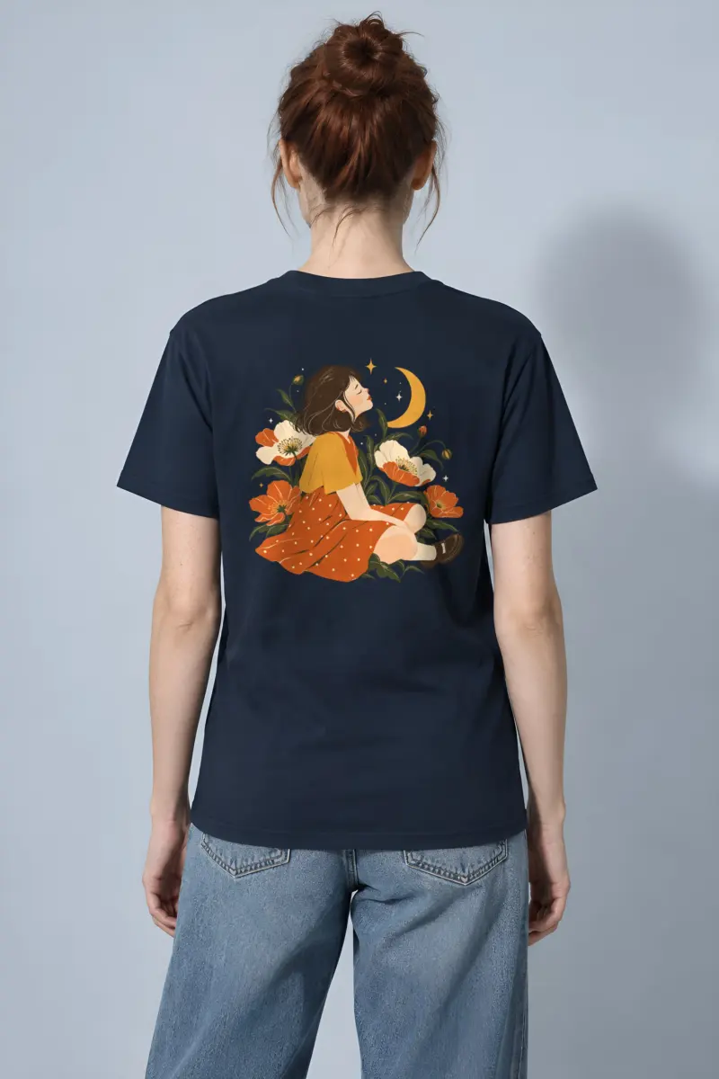 "Moonlit Flower Woman" Heavyweight Unisex Crewneck T-shirt