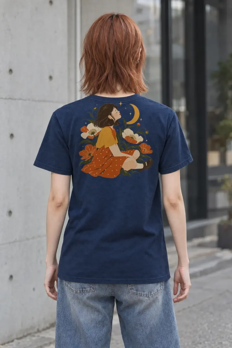 "Moonlit Flower Woman" Heavyweight Unisex Crewneck T-shirt
