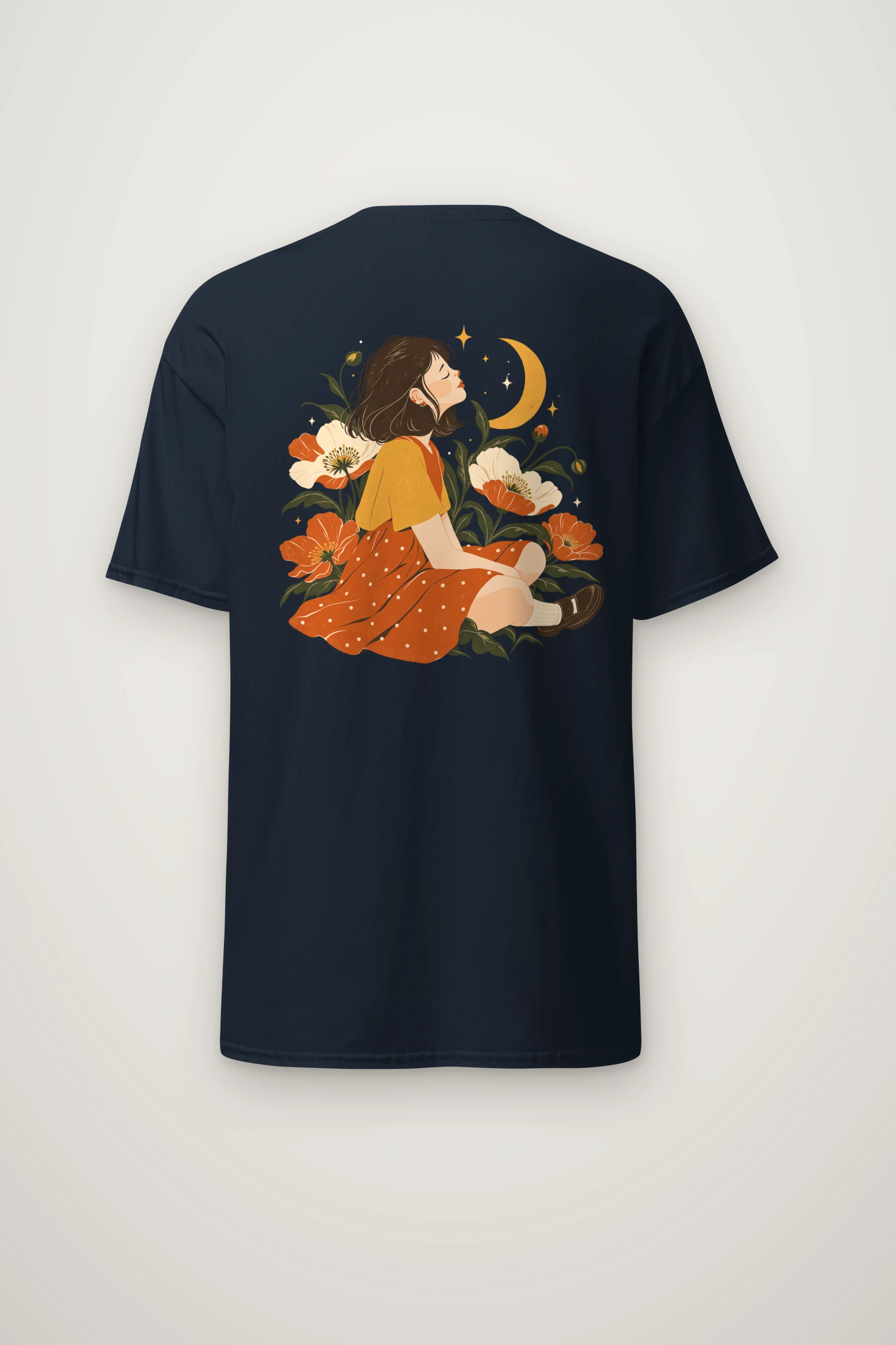 "Moonlit Flower Woman" Heavyweight Unisex Crewneck T-shirt