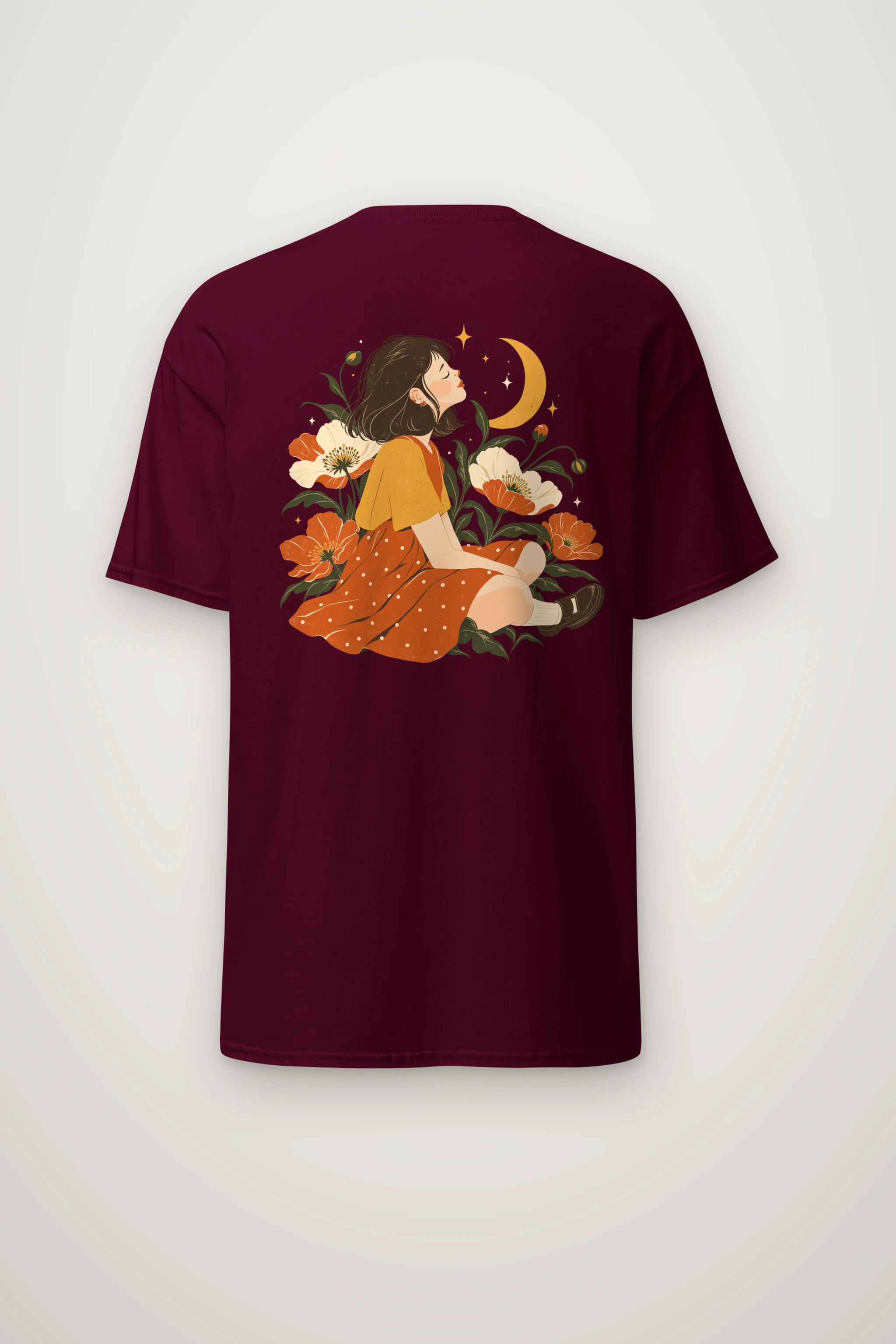 "Moonlit Flower Woman" Heavyweight Unisex Crewneck T-shirt