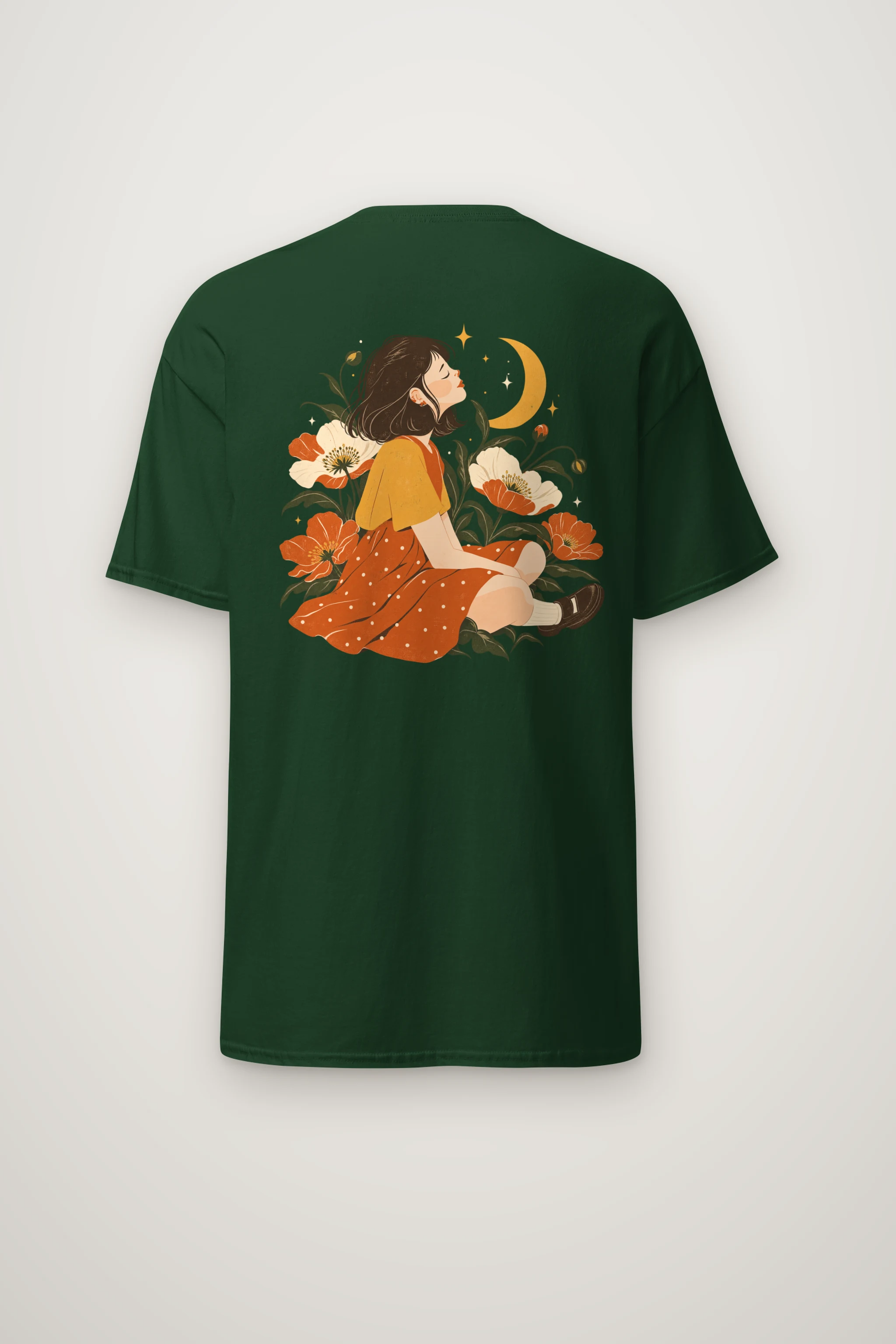 "Moonlit Flower Woman" Heavyweight Unisex Crewneck T-shirt