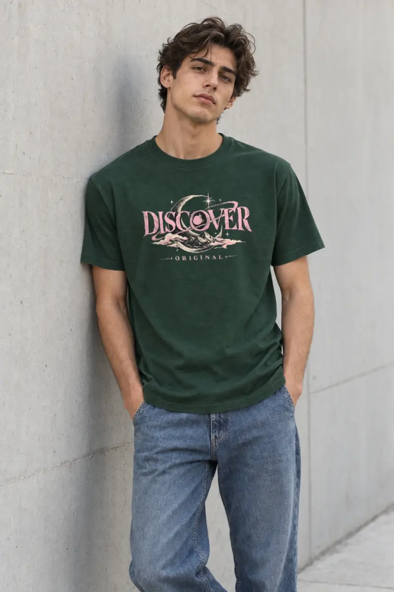 "Moonlit Frontier" Heavyweight Unisex Crewneck T-shirt | Gildan 5000