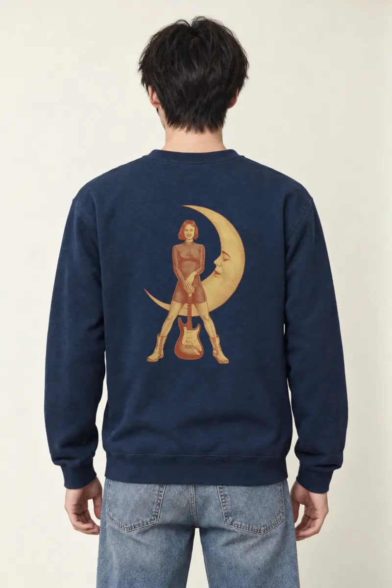 "Moonlit Guitar Muse" Heavy Blend Unisex Crewneck Sweatshirt